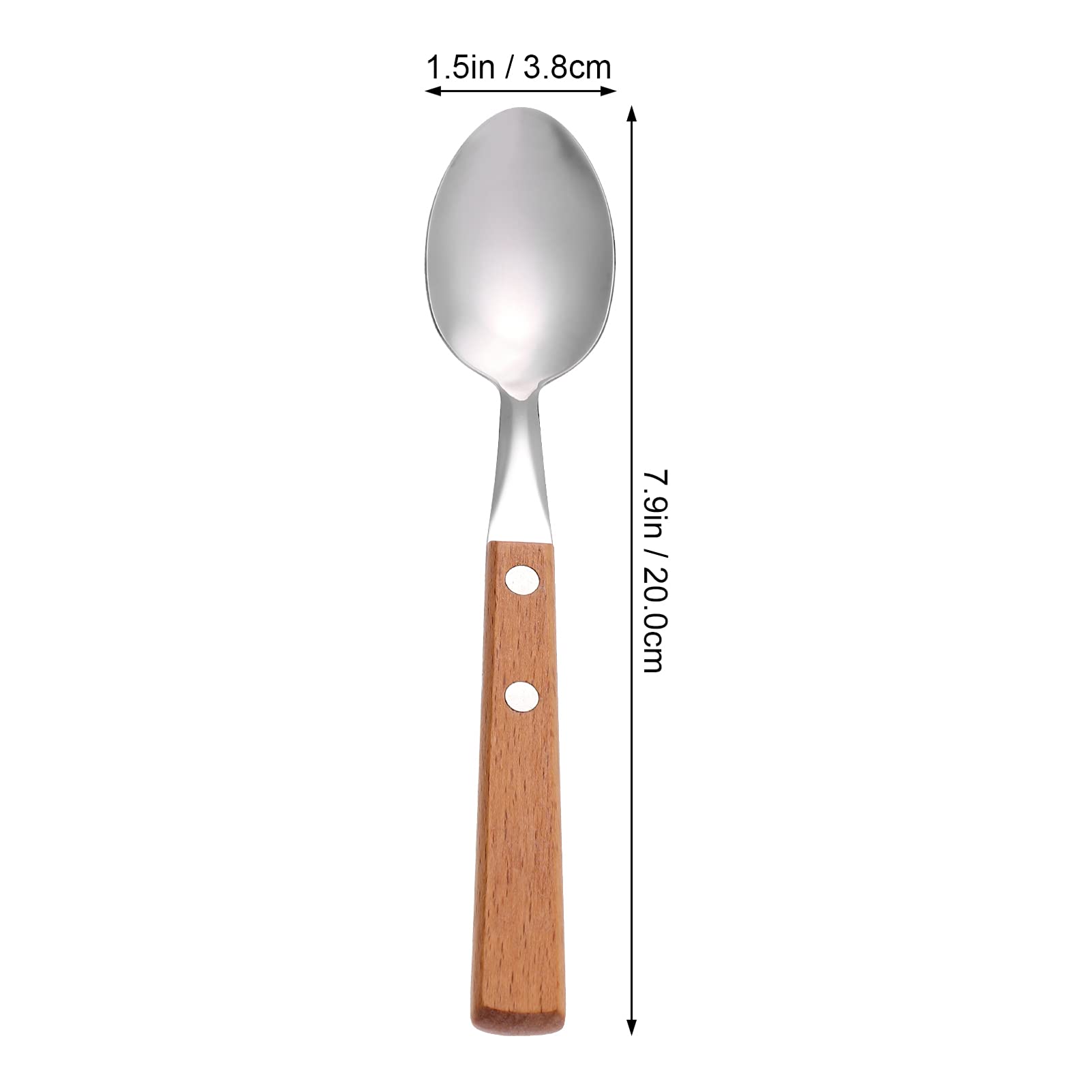 Hemoton 5Pcs Stainless Steel Coffee Spoons Wood Handle Tea Spoons Dessert Ice Cream Cake Tasting Spoon Dinner Spoon For Home Kit