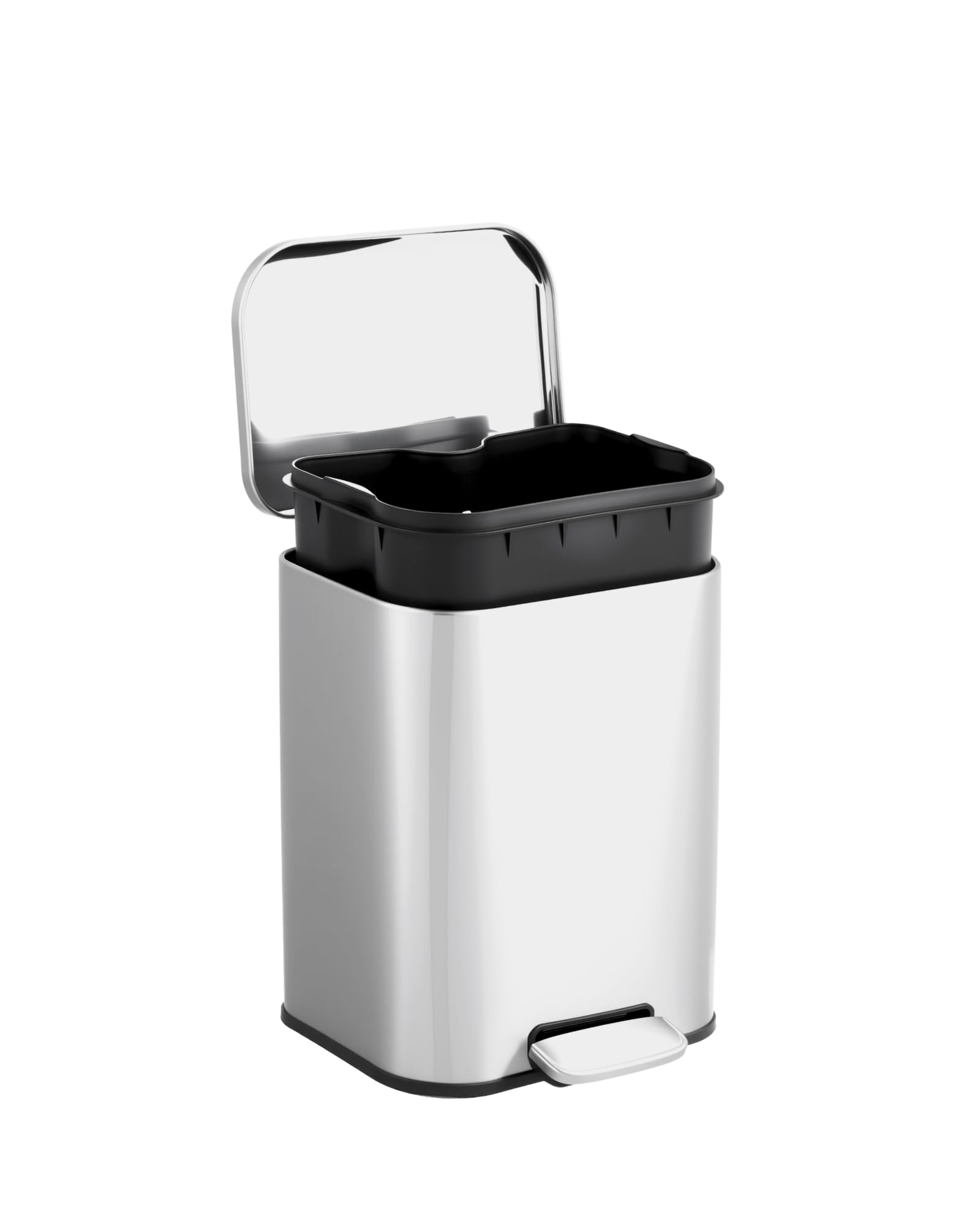 Garvee 1.3 gal Bathroom Trash Can, Step Garbage Can with Soft-Close Lid, Stainless Steel Recycling Bin with Removable Inner Buck