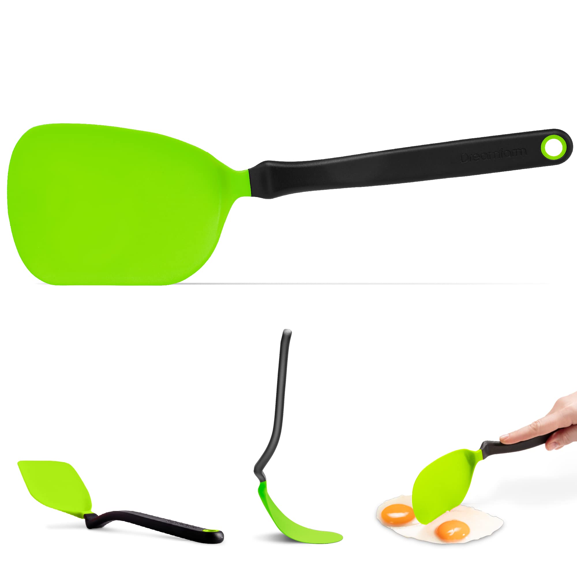 Dreamfarm Chopula -Super Flexible Chopping Sit Up Spatula - Safe For Non-Stick, One Size, Green