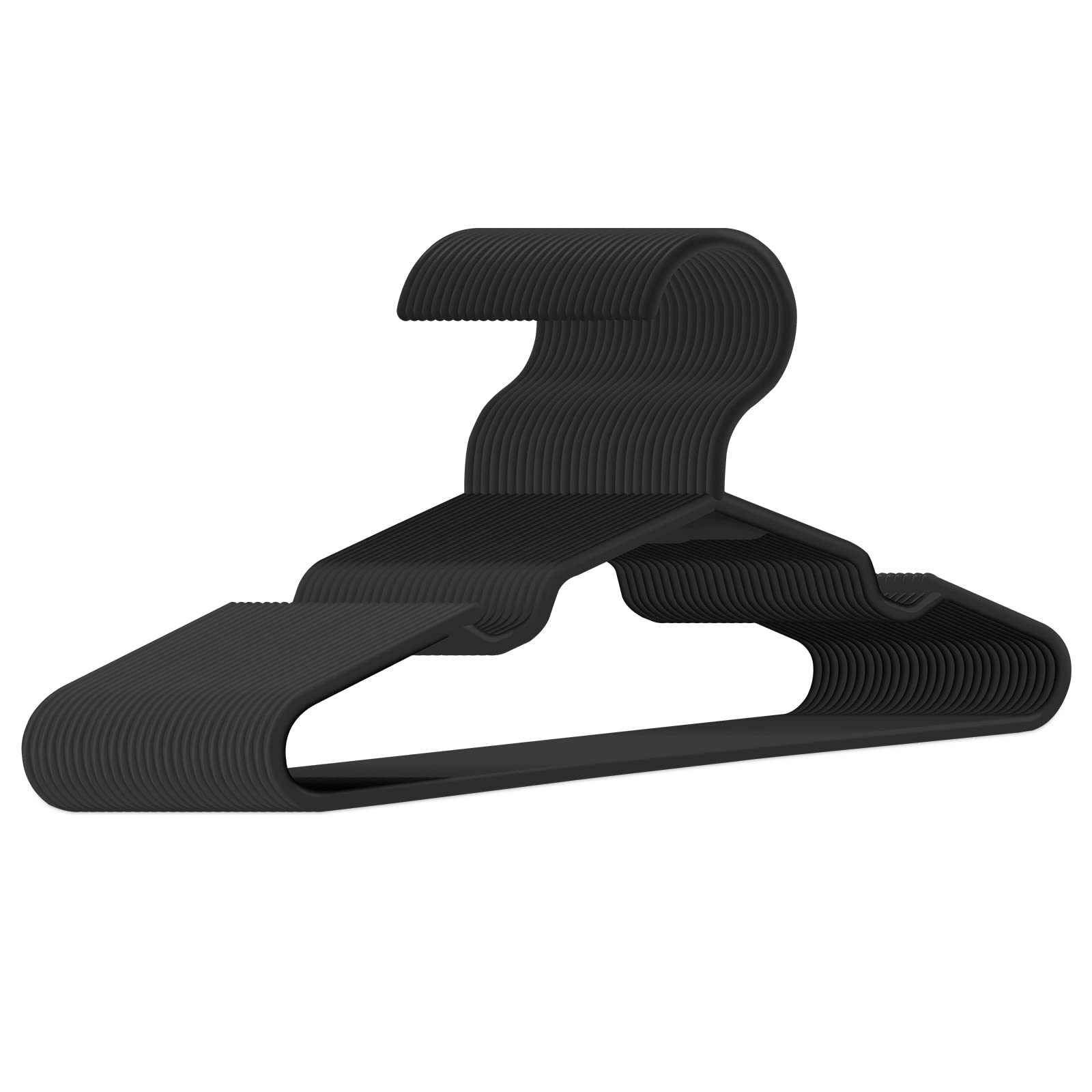 Trusir Baby Hangers For Closet 50 Pack Black Plastic Kids Children'S Clothes Hangers Non-Slip (Black, 50)