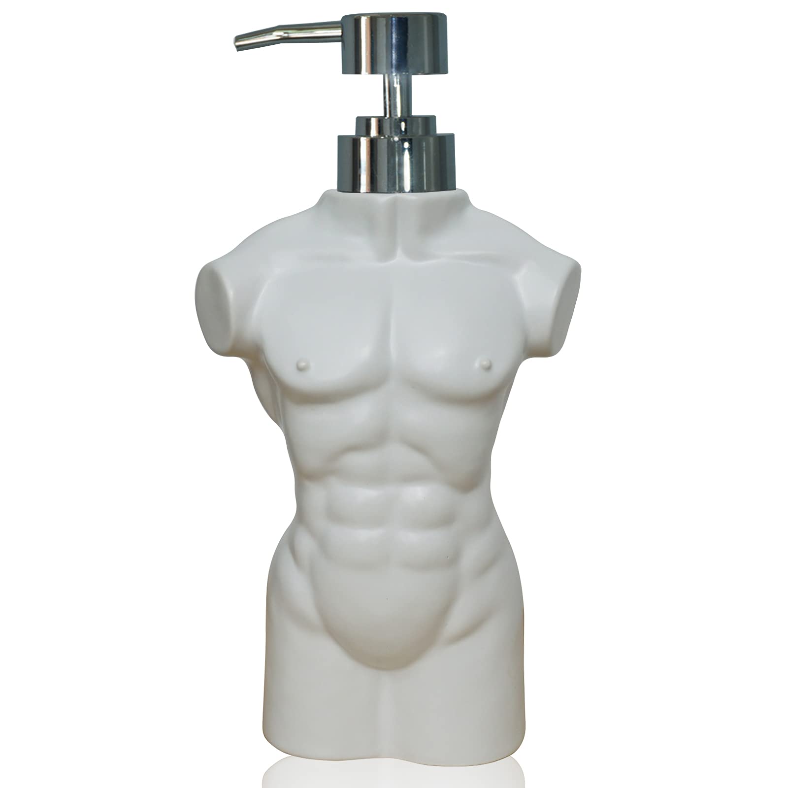 Ceramic Boy Soap Dispenser Refillable Liquid Hand Soap Dispenser For Bathroom, Premium Kitchen Soap Dispenser (White)