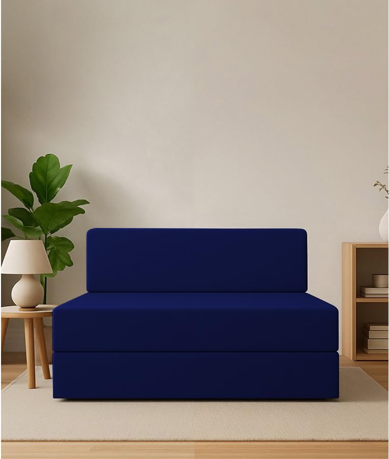 Adorn India Easy Decent 2 Seater Sofa Cum Bed 4X6 (Blue)
