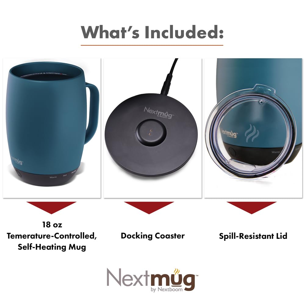Nextmug Plus - Temperature-Controlled, Self-Heating Coffee Mug (Slate Blue - 18 Oz.)