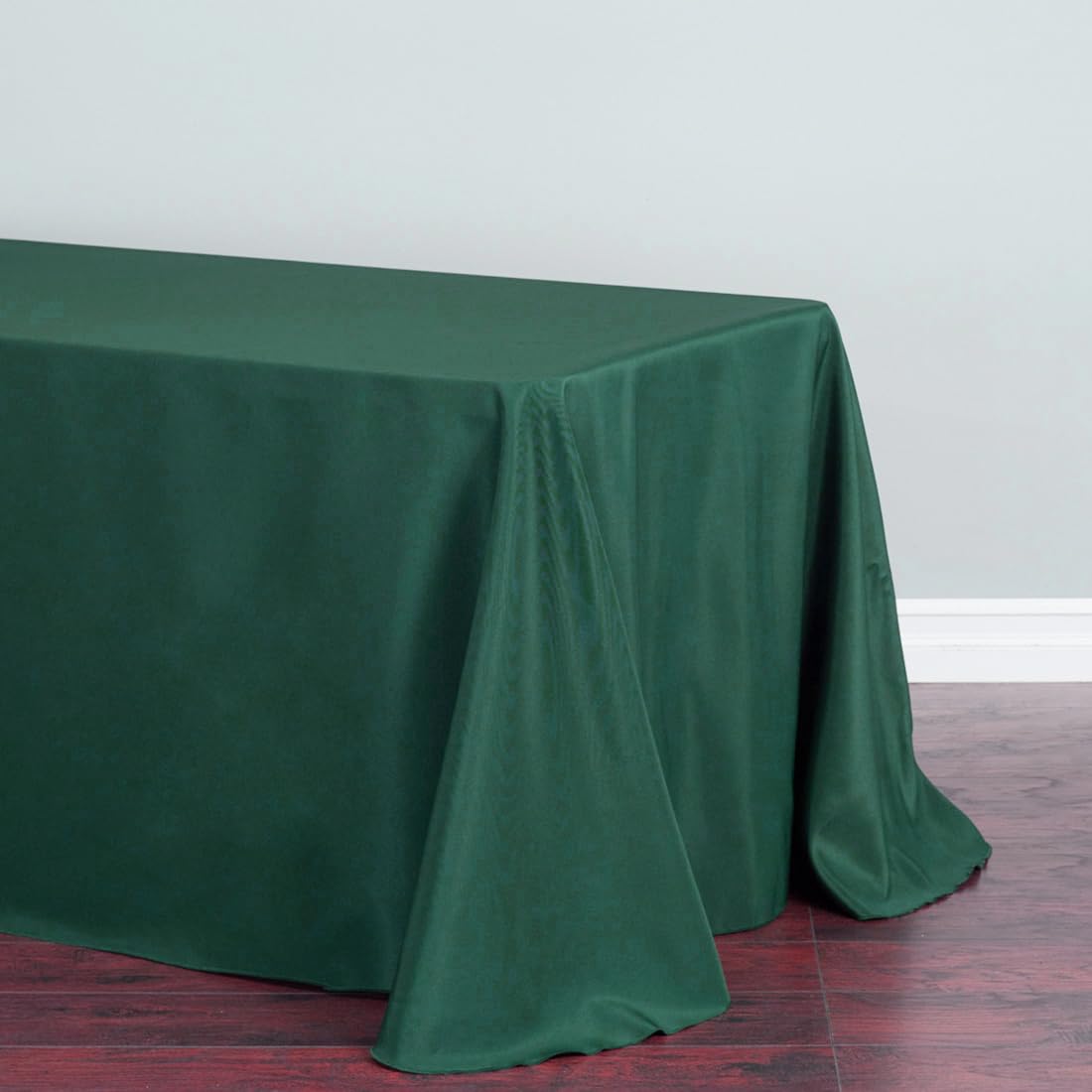 Ltc Linens Bulk 10-Pack Hunter Green Rectangular Tablecloths 90 In X 156 In With Rounded Corners - Table Covers For 8 Ft Table F