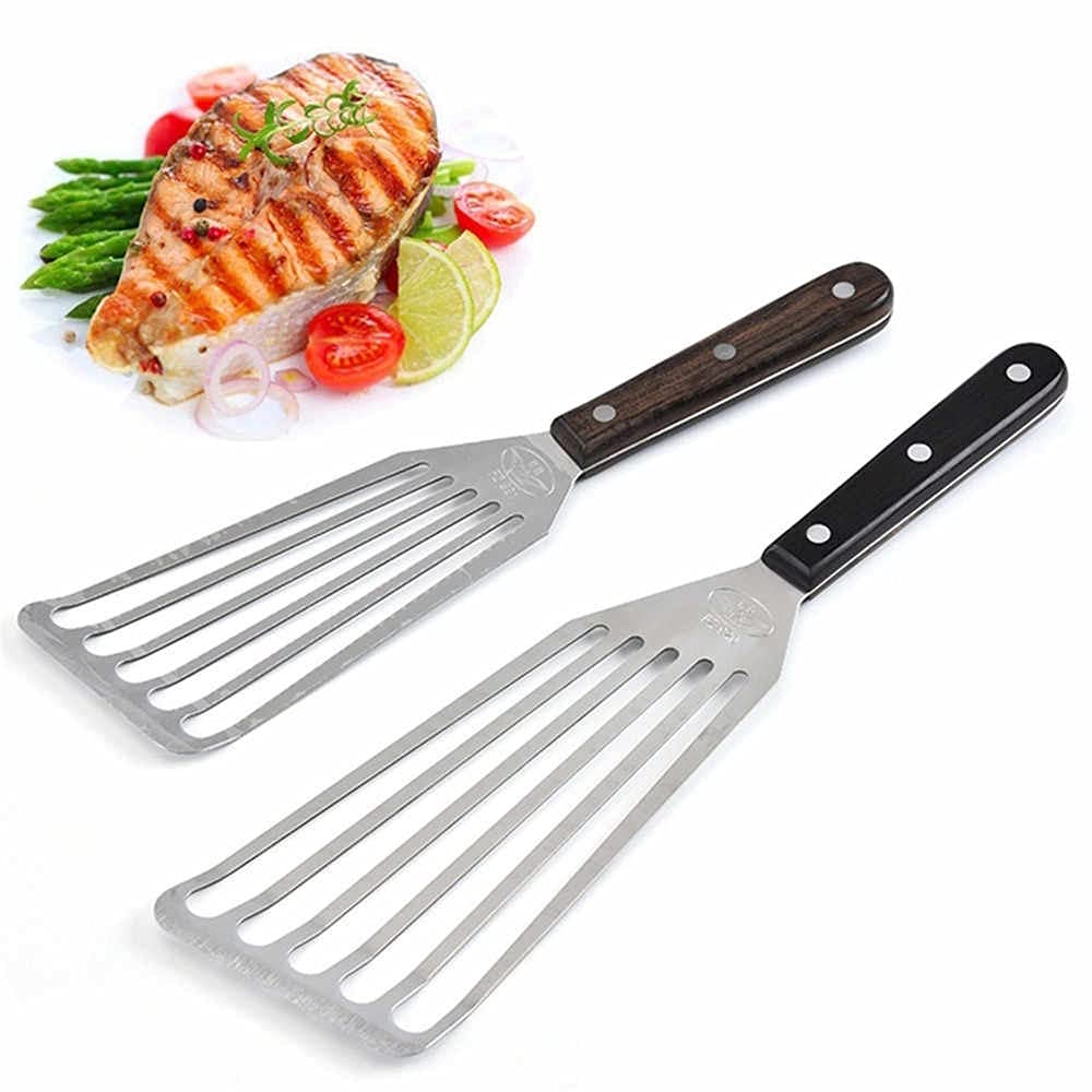 Fish Spatula, 2 Pack Stainless Steel Metal Spatula, Slotted Spatulas For Cooking, Flipping, Turning, Frying And Grilling