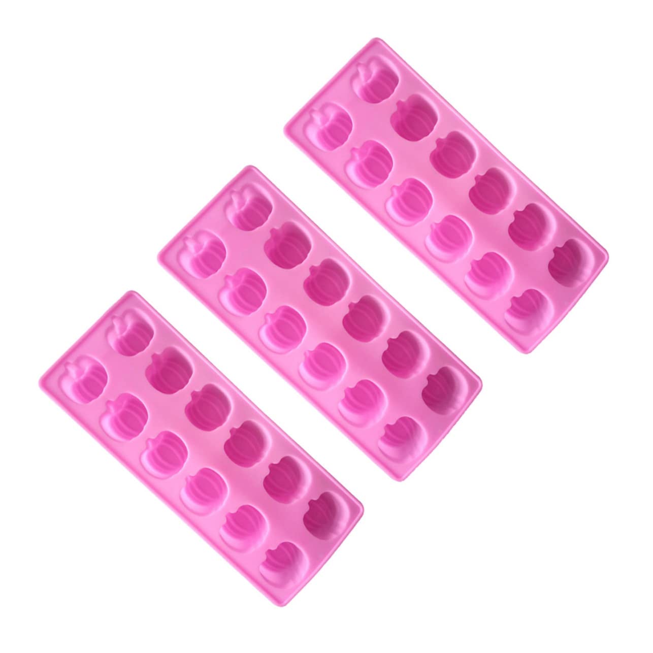 OKUMEYR Pumpkin Ice Cube Tray 3Pack Silicone Mold with 12 Mini Pumpkin Cavities for Halloween Party Drinks Candy and Chocolate 