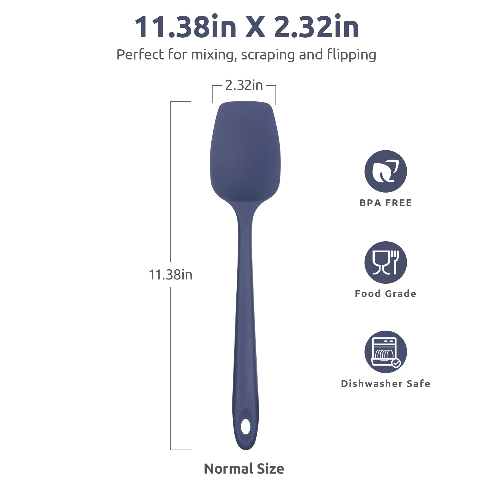 Heat Resistant Silicone Spoon Spatula: U-Taste 600F High Heat Flexible 11.38In Silicon Mixing Stirring Cooking Scraping Baking B