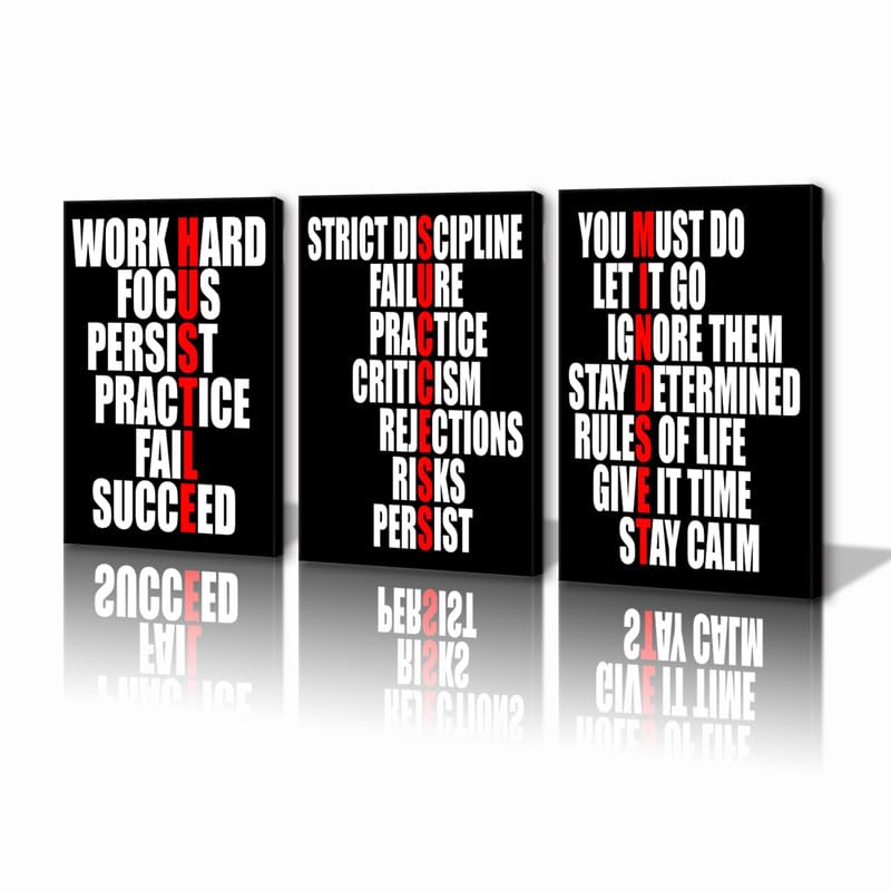 Kawahone Motivational Wall Decor - Hustle/Success/Mindset Definition Poster Inspirational Quotes Wall Art - Positive Affirmation