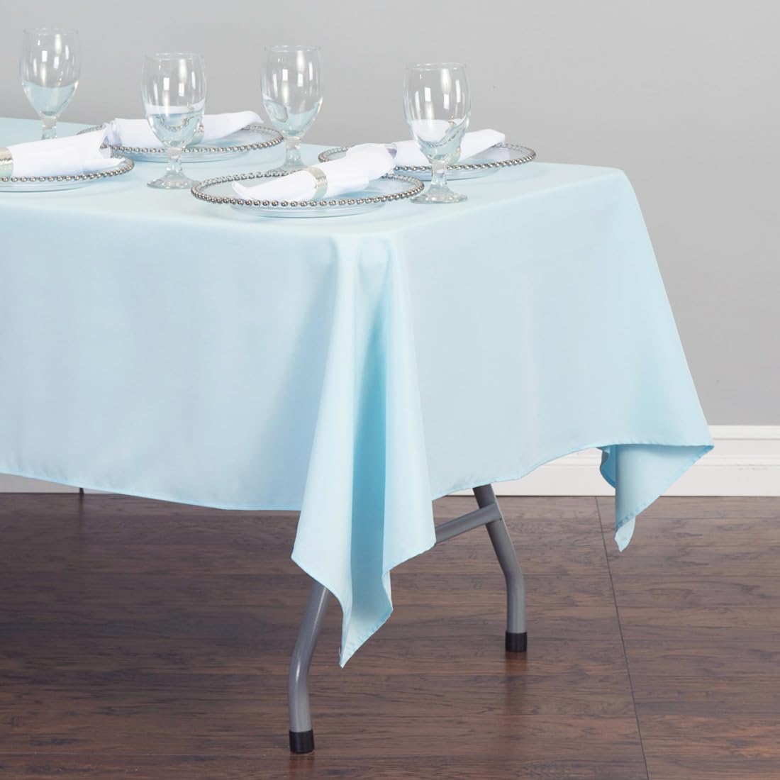 Ltc Linens 2 Pack Baby Blue Rectangular Tablecloths 60 X 126 Inches For 8 Feet Rectangle Banquet Tables With Half-Drop - Stain A