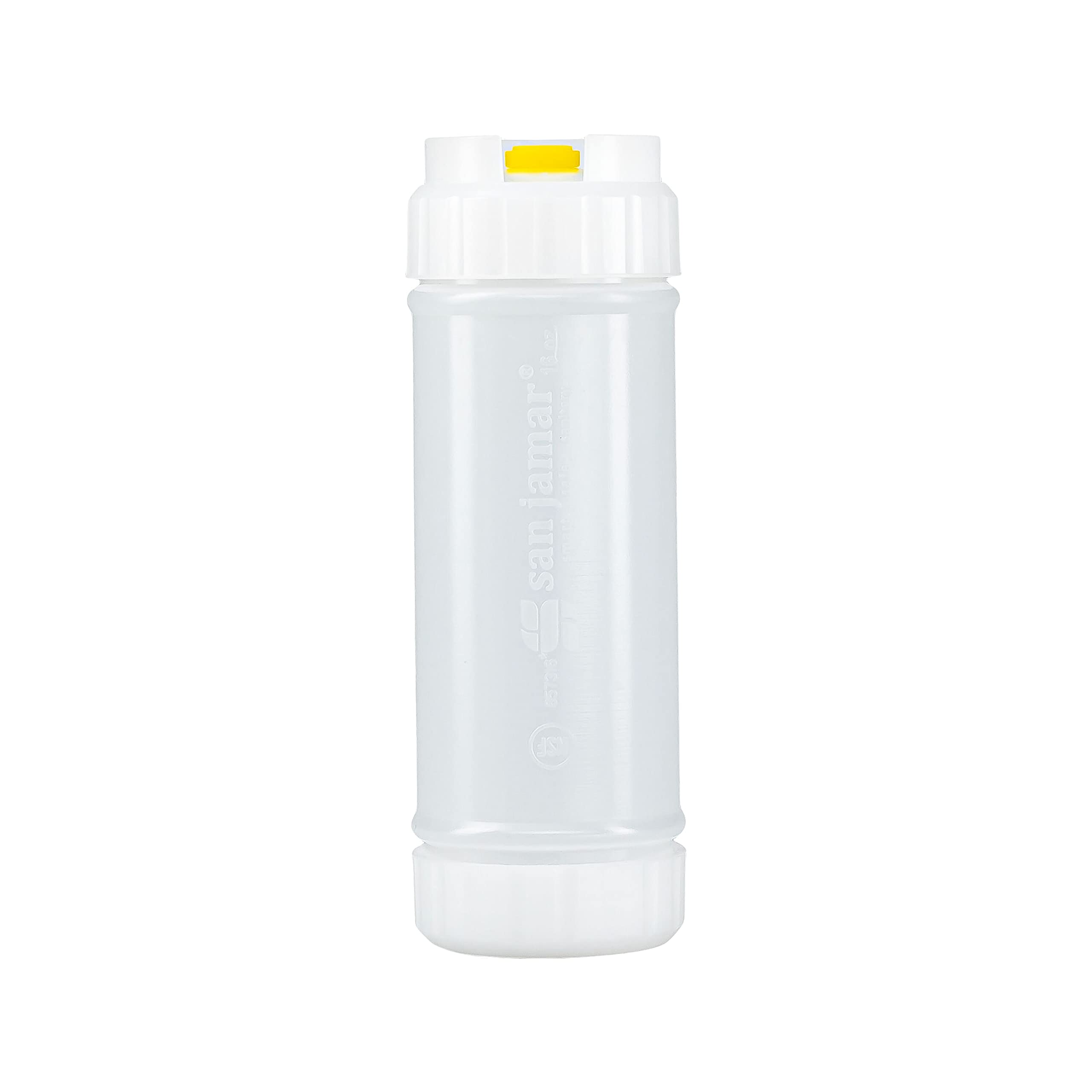 San Jamar Ez Kleen Plastic Sauce Bottle With Medium Valve For Standard Sauces And Dressings, 16 Ounces, White, (Pack Of 12)