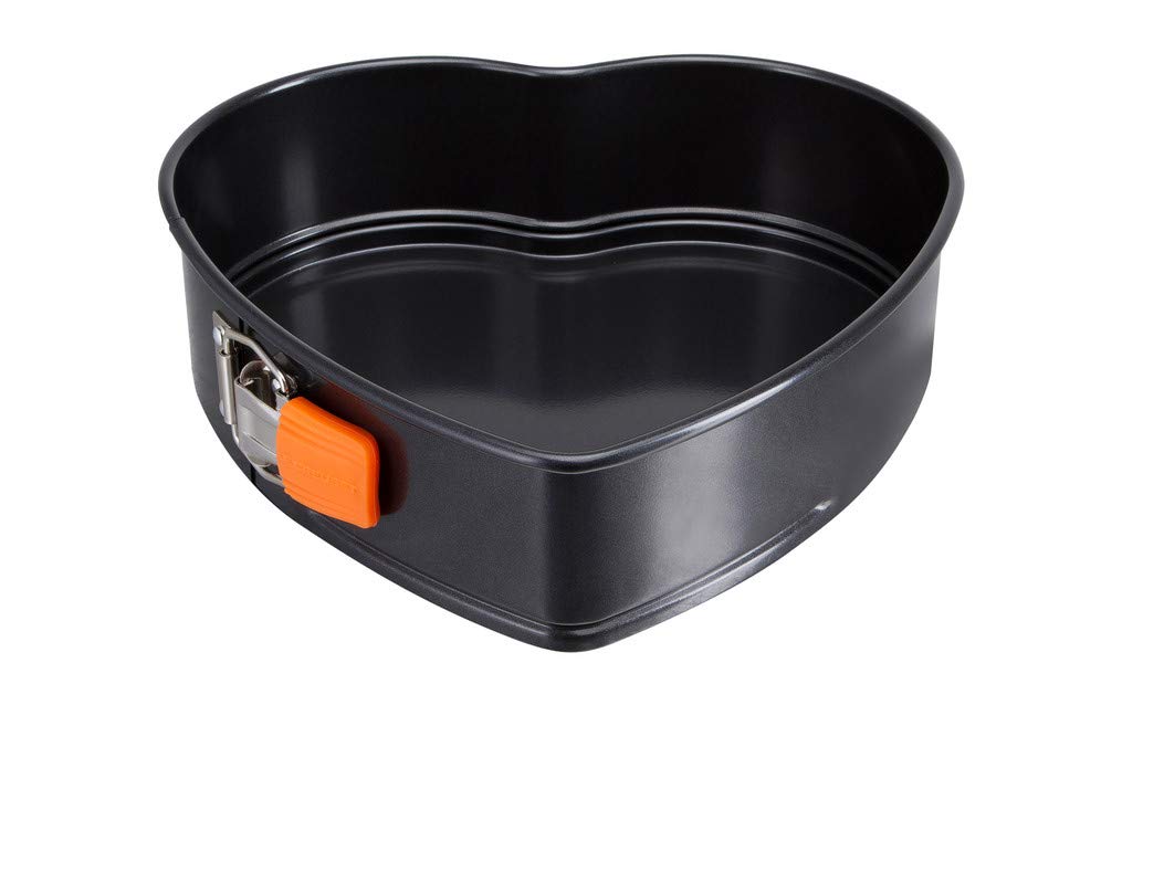 Le Creuset Toughened Non-Stick Heart Shape Spring Form, 26 cm, Forged Aluminium, Black