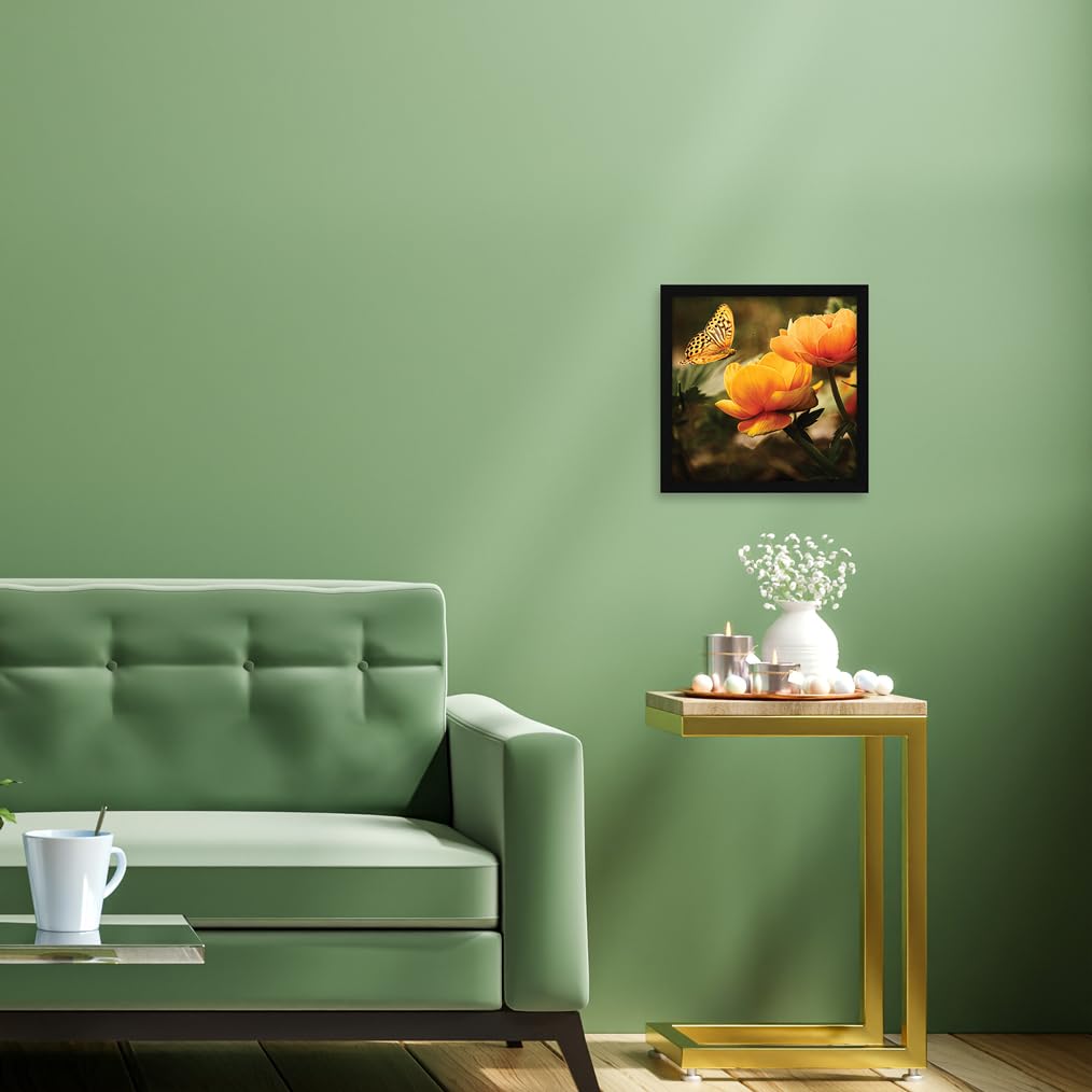 Jitesh Arts Butterflies, Birds Hummingbird And Sunflower - Oil Painting Wall Paintings With Frame Size 13 Inch X 13 Inch