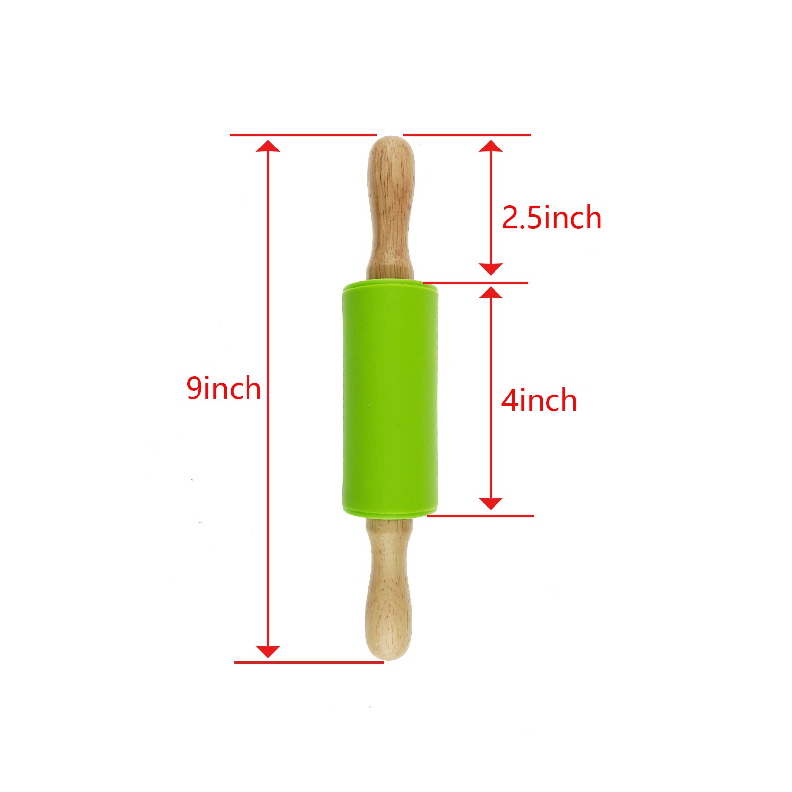 Miokun 6 Pack Small Rolling Pin For Kids, Kids Rolling Pin For Home Kitchen (6 Colors) (9 Inch)