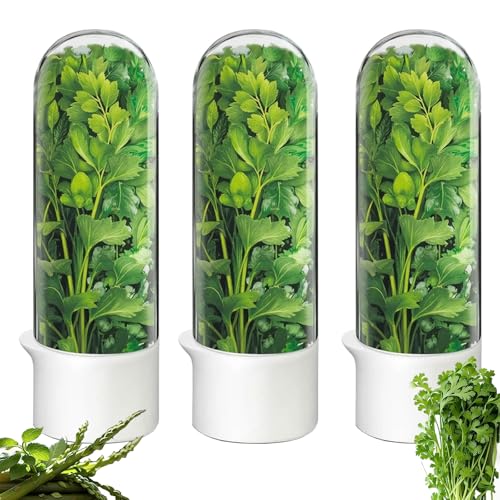 Herb Saver For Refrigerator, Fresh Herbs Lettuce Keeper For Refrigerator, Cilantro Container For Fridge Parsley Mint Leaves Fres