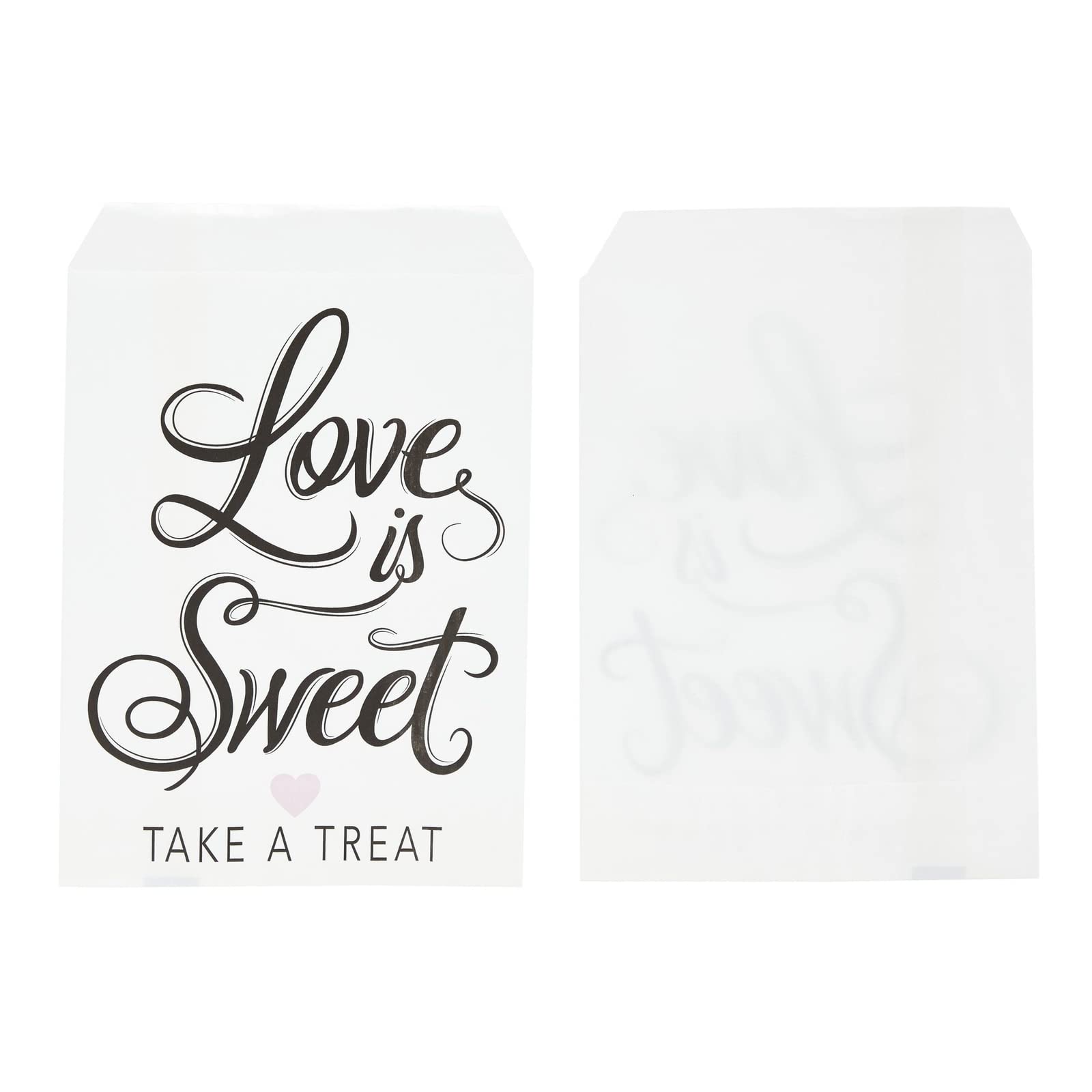 Sparkle And Bash 100 Pack Love Is Sweet Treat Bags For Wedding, Bridal Shower, Engagement Party (5 X 7.5 Inches)