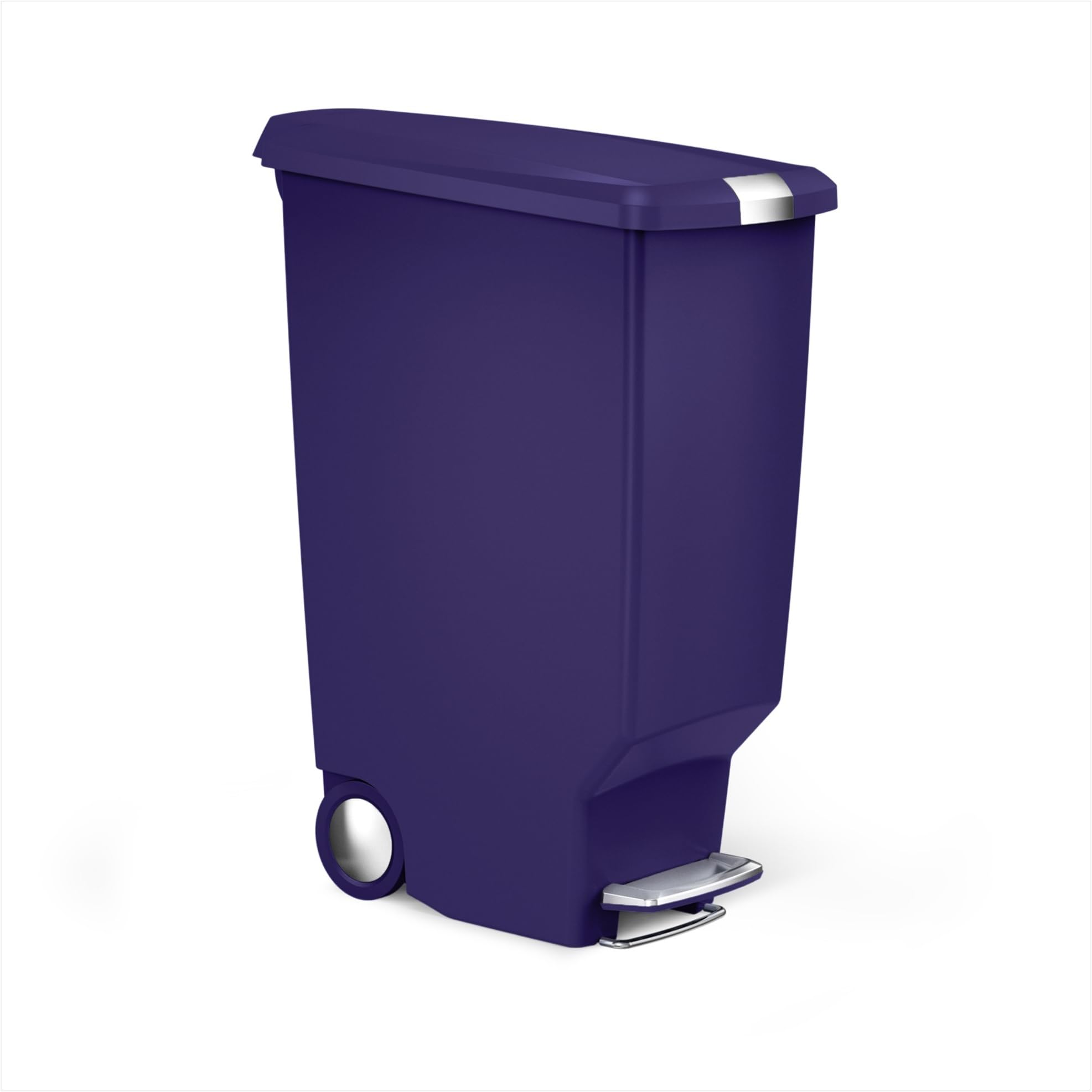 simplehuman 40 Liter / 10.6 Gallon Hybrid Slim Kitchen Step Trash Can with Secure Slide Lock, Indigo Plastic