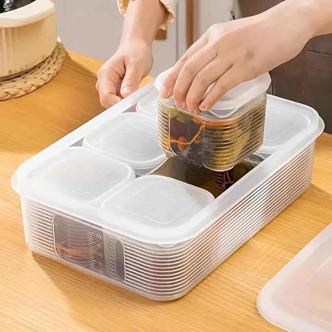 Niofy 6 In 1 Storage Box With 6 Removable Containers | Airtight Food Storage Container Set | Snack & Dry Fruit Organizer Box | F