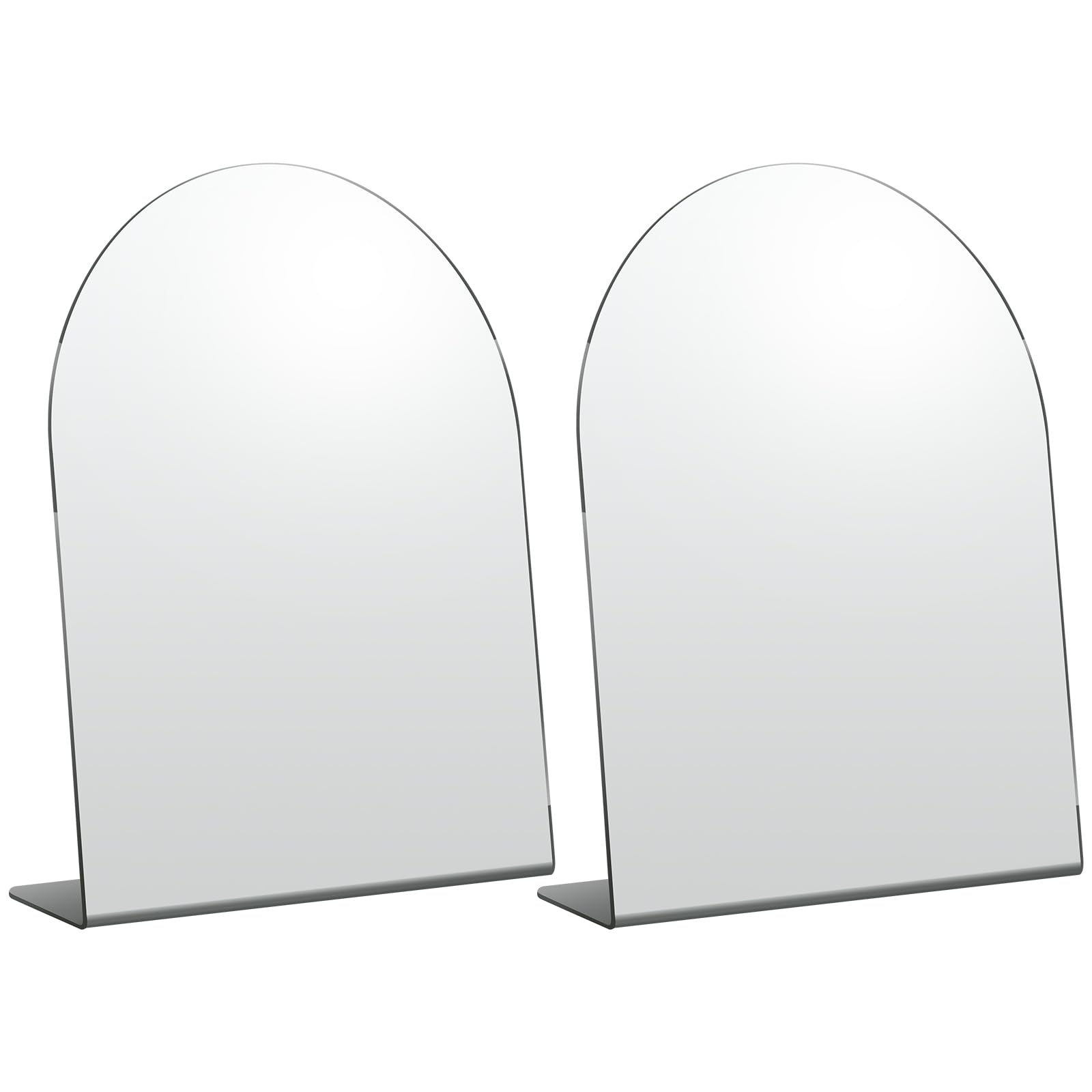 Colingmill 2 Pcs Counter Top Desk Mirror 7 x 9 Inch Freestanding Makeup Mirror for Desk Acrylic Mirror Arch Single Sided Vanity 