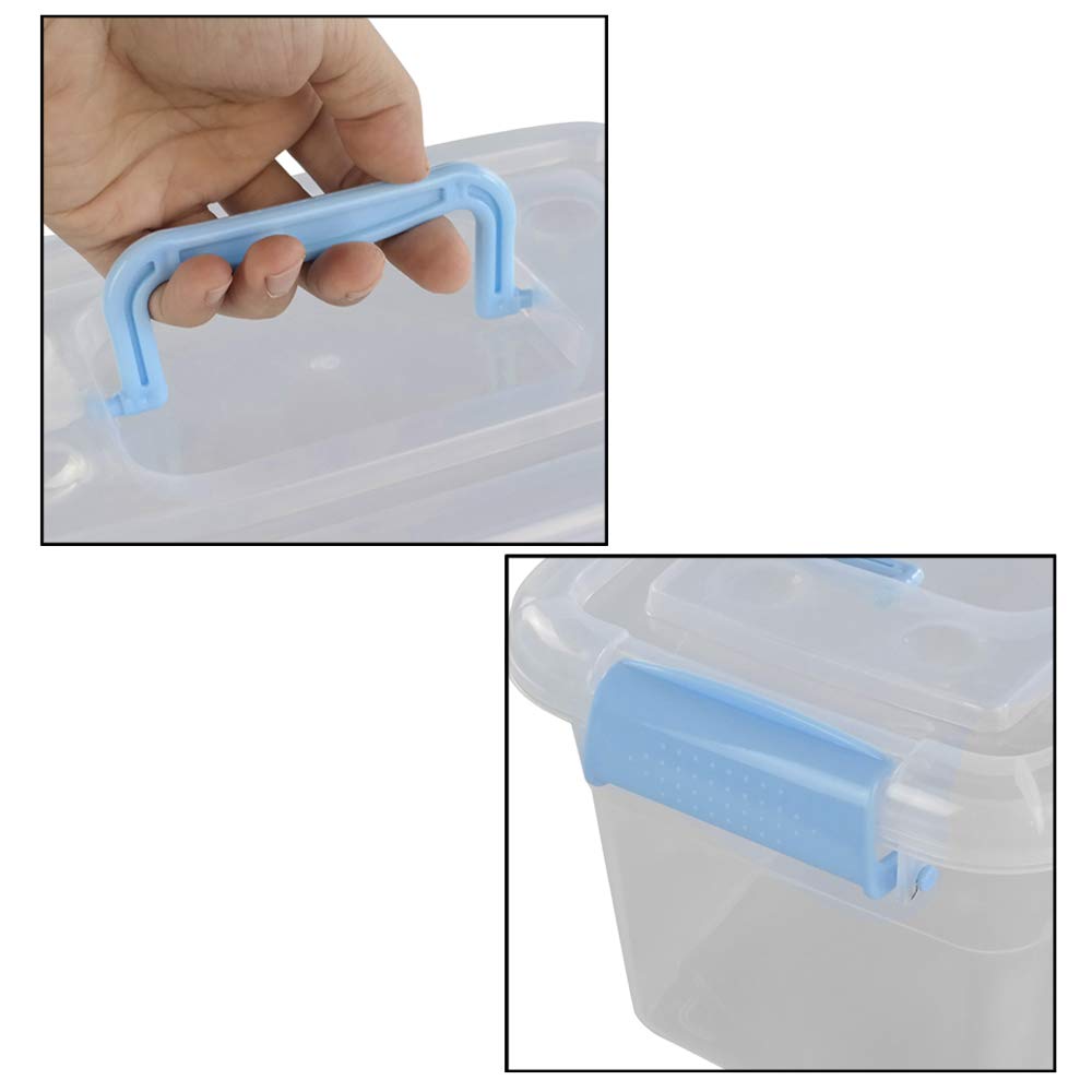 Doryh 5 L Plastic Storage Bin with Lid  Clear Transparent Box With Handles  Set of 6