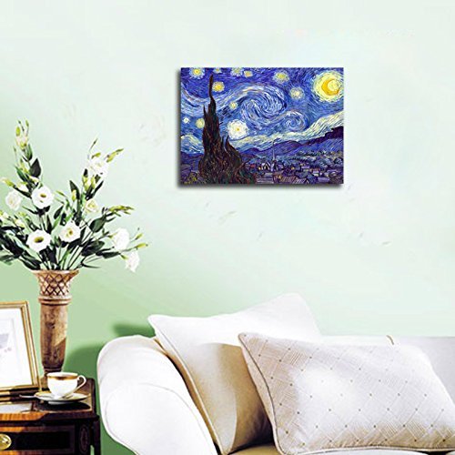 Wieco Art Starry Night Canvas Print Of Van Gogh Oil Paintings Reproduction Modern Canvas Print Artwork Abstract Landscape Pictur