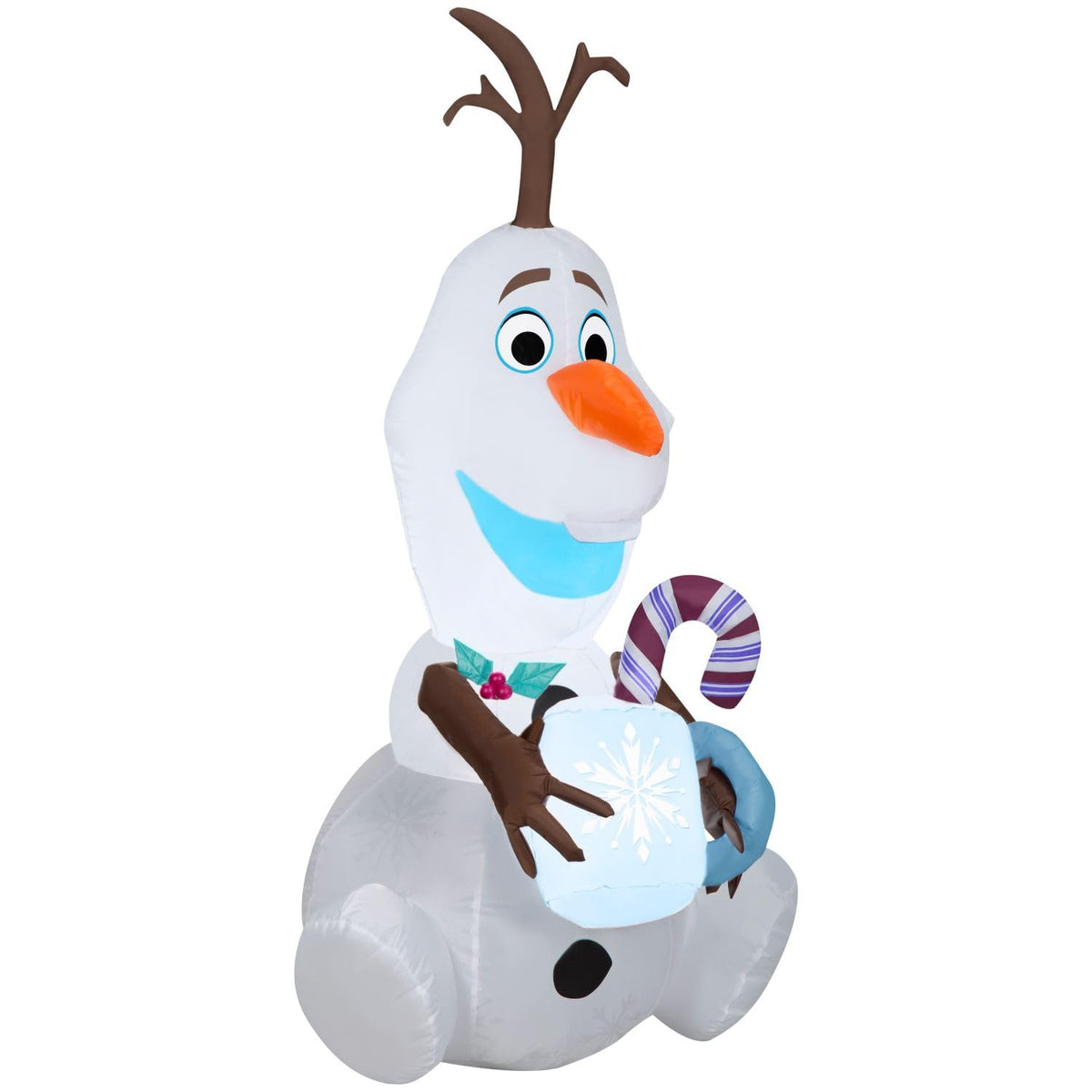 Gemmy 4 Ft Airblown Inflatable Frozen Olaf Holding Hot Cocoa Disney Ch ...