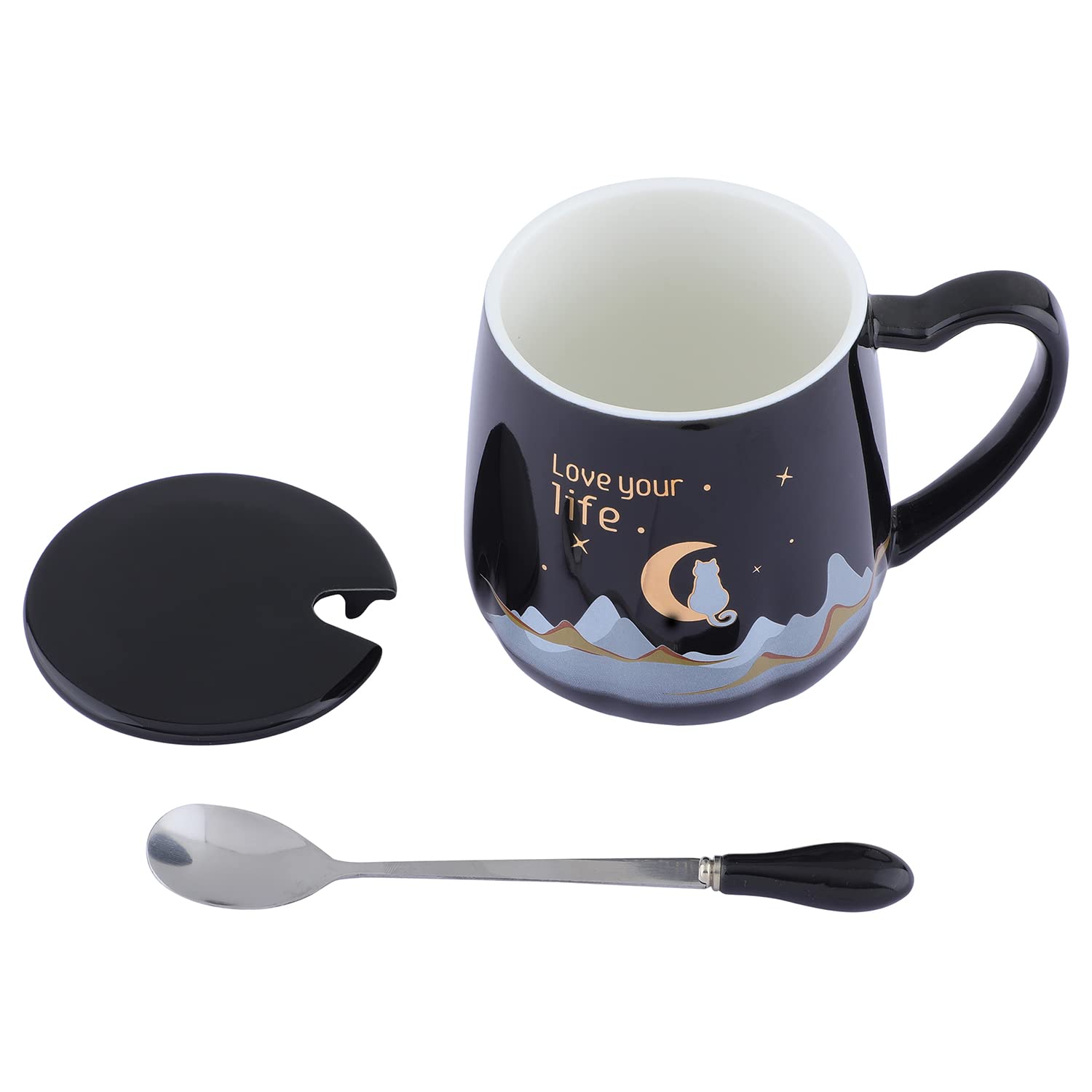 NYRWANA Love Your Life Coffee Mug, Mugs for Coffee, Rakhi Gift, Birthday Gift, Coffee Mug with Lid, Coffee Mugs, Tea Mug, Cups a