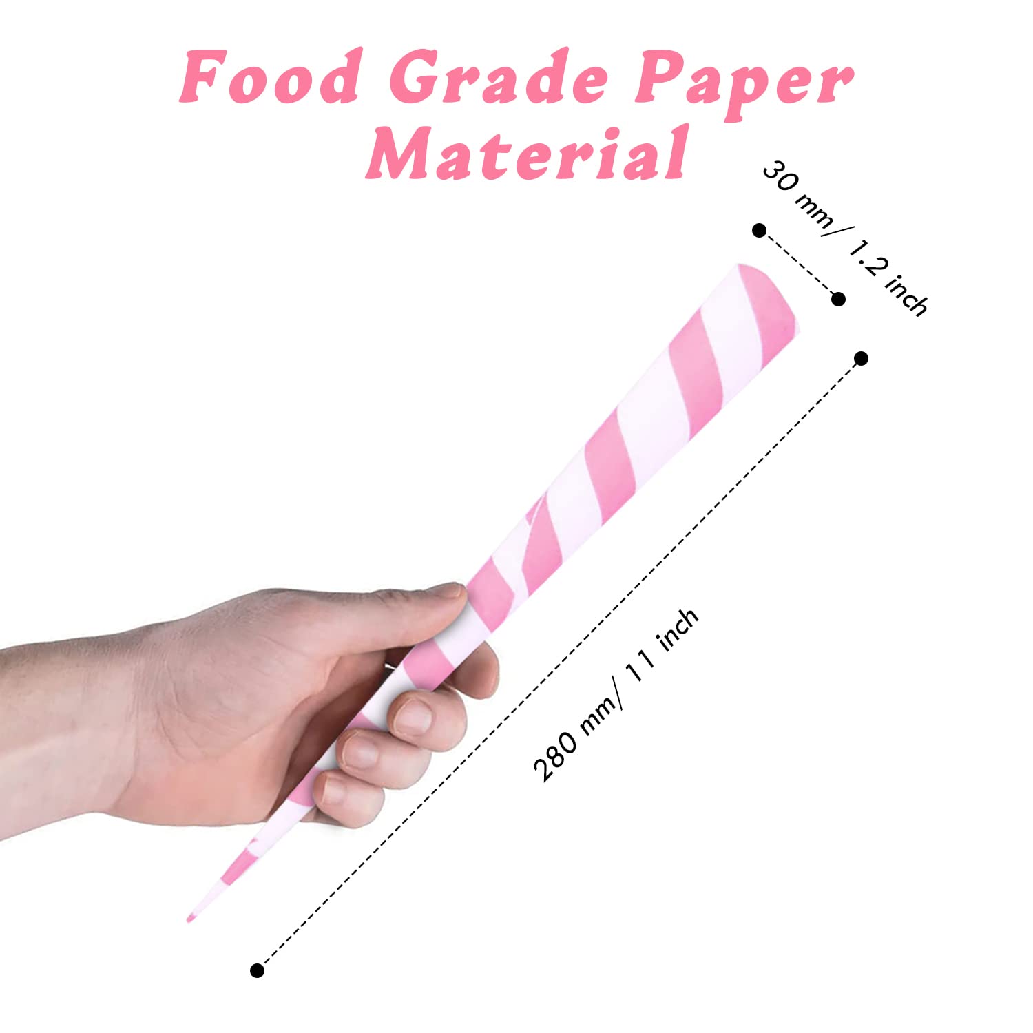 Outamateur 90Pcs Multicolor Cotton Candy Paper Cones For Cotton Candy Making In Parties & Festivals