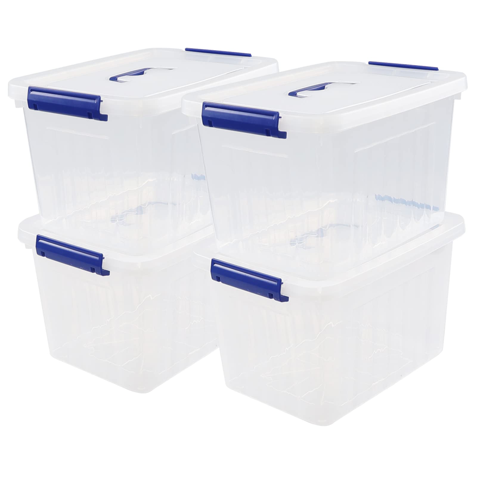 Xowine 4-Pack 10 L Plastic Storage Box, Clear Storage Box With Lid