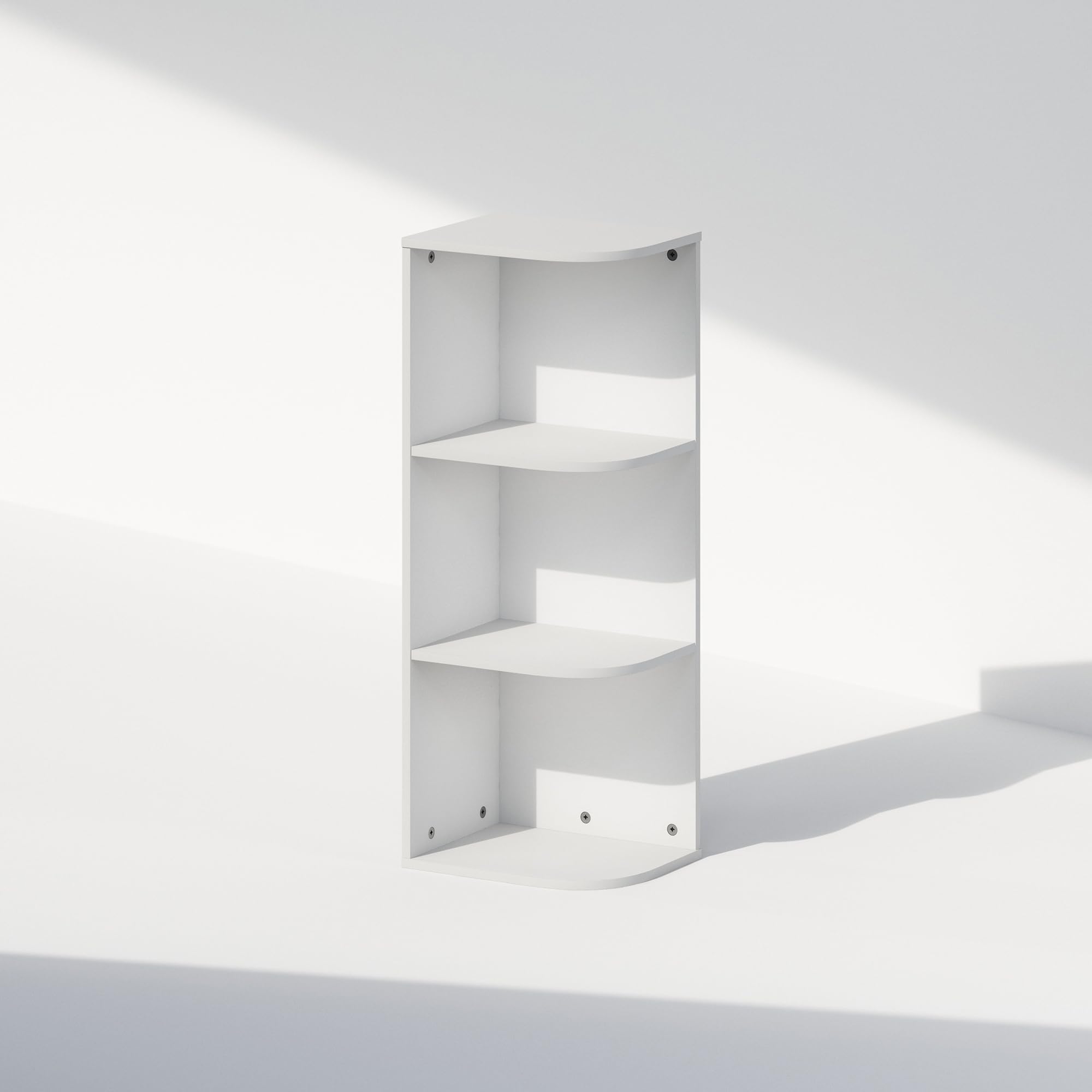 Furinno Reed 3-Tier Space Saving Corner Storage Display Shelf, White
