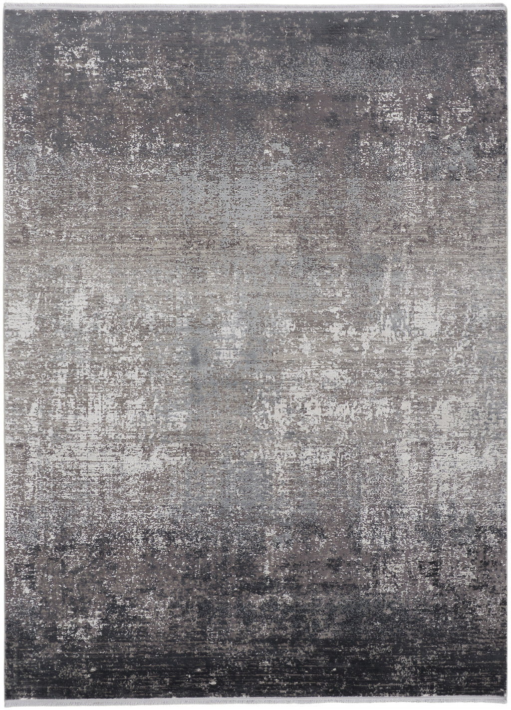 12 X 18 gray Black And Silver Abstract Power Loom Distressed Area Rug