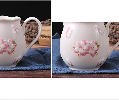 Choold Elegance Cherry Blossom Ceramic Creamer With Handle,Sakura Coffee Milk Creamer Pitcher,Small 7.7Oz(Pink/White)