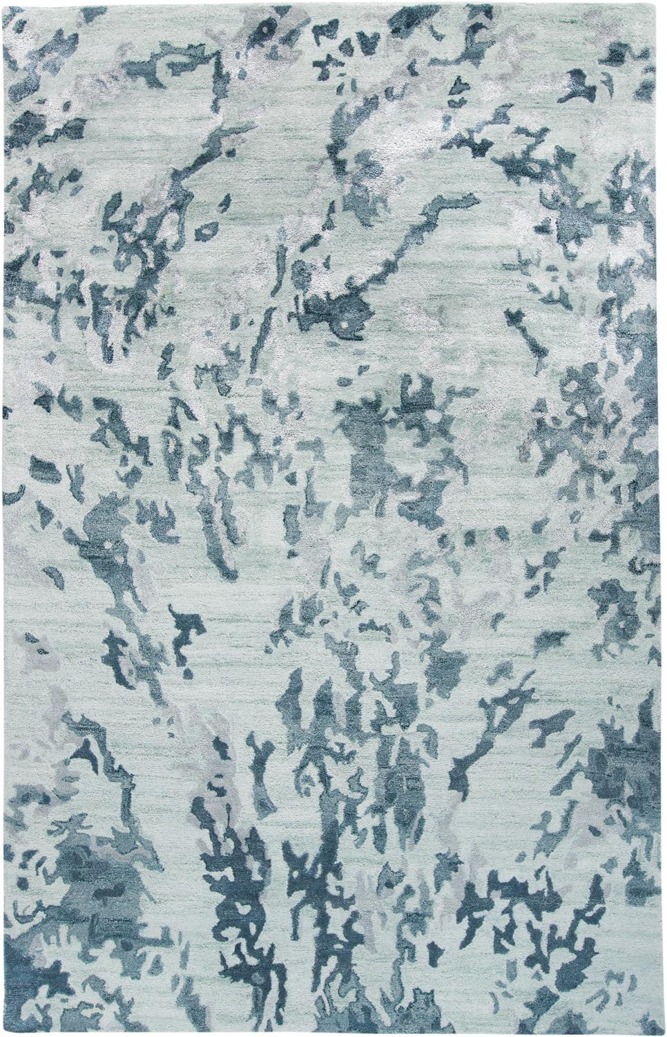 4 X 6 Blue green And Silver Abstract Tufted Handmade Area Rug
