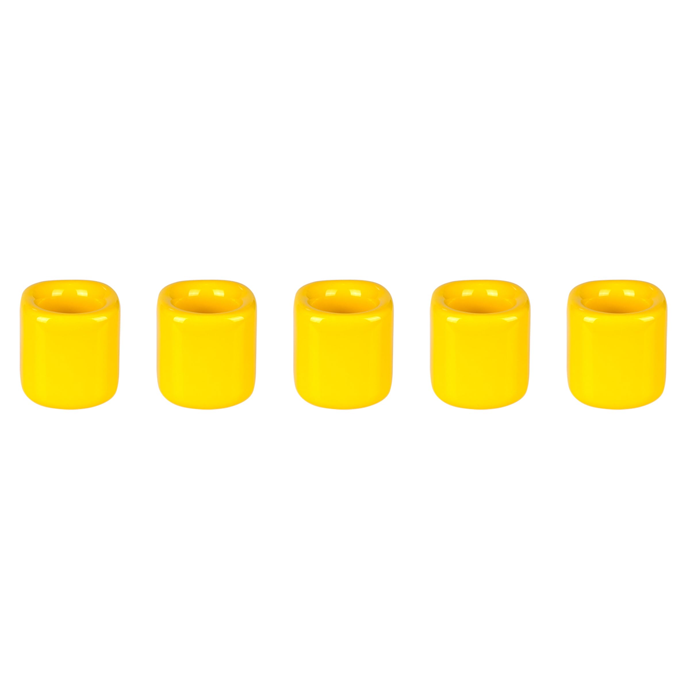 Mega Candles 5 pcs Yellow 1/2 Inch Diameter Ceramic Chime Ritual Spell Candle Holders, Great for Casting Chimes, Meditation, Rit