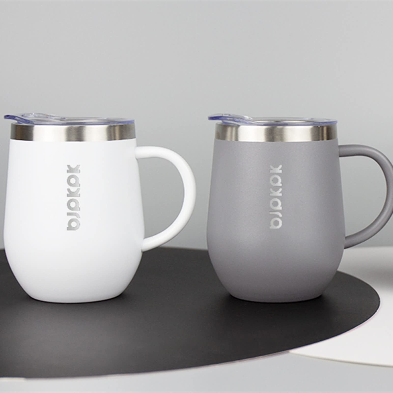 BJPKPK 12 oz Stainless Steel Insulated Coffee Tumbler - 2 Pack, White, Model CT12white, Perfect for Hot & Cold Drinks