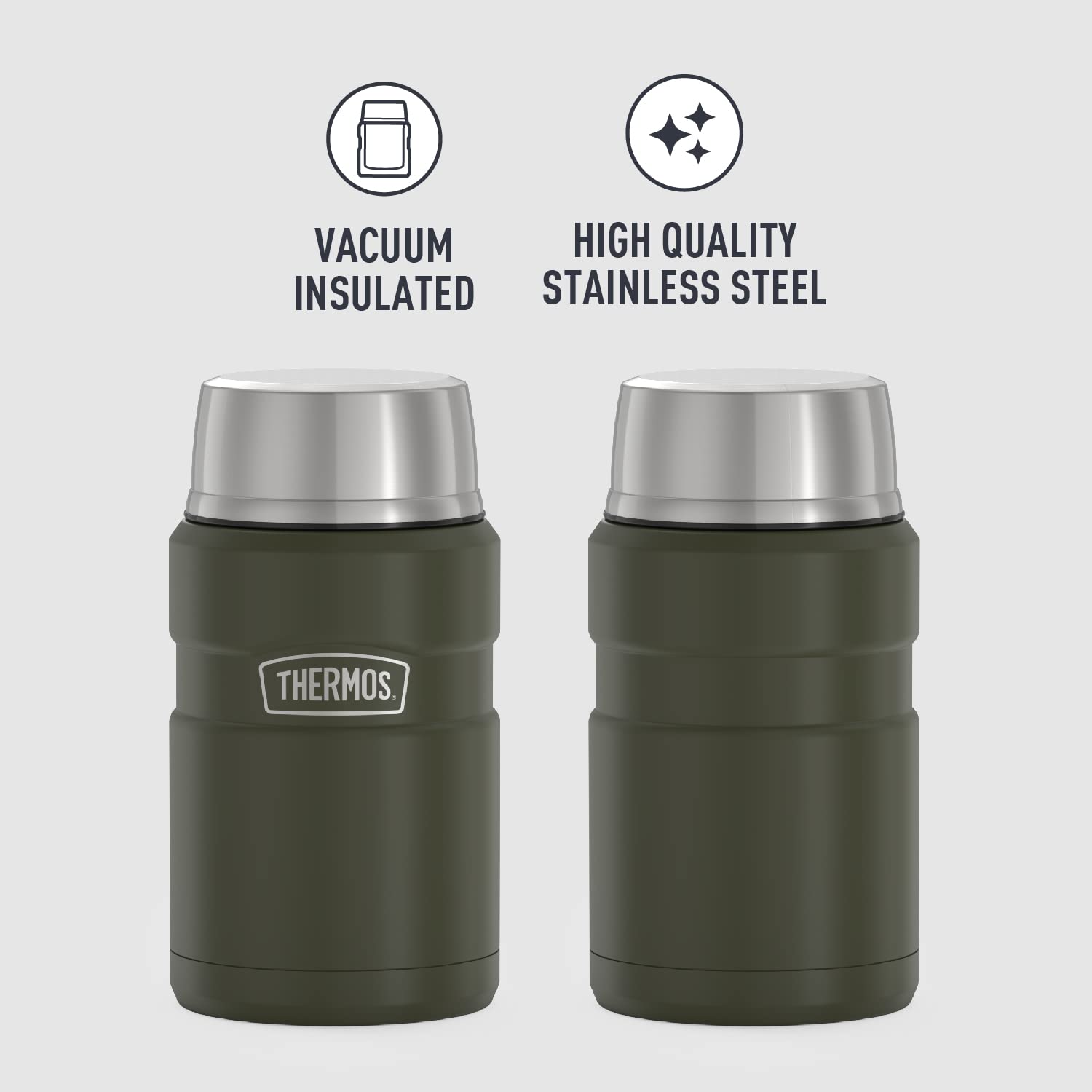 Thermos Stainless King Vacuum-Insulated Food Jar, 24 Ounce, Army Green