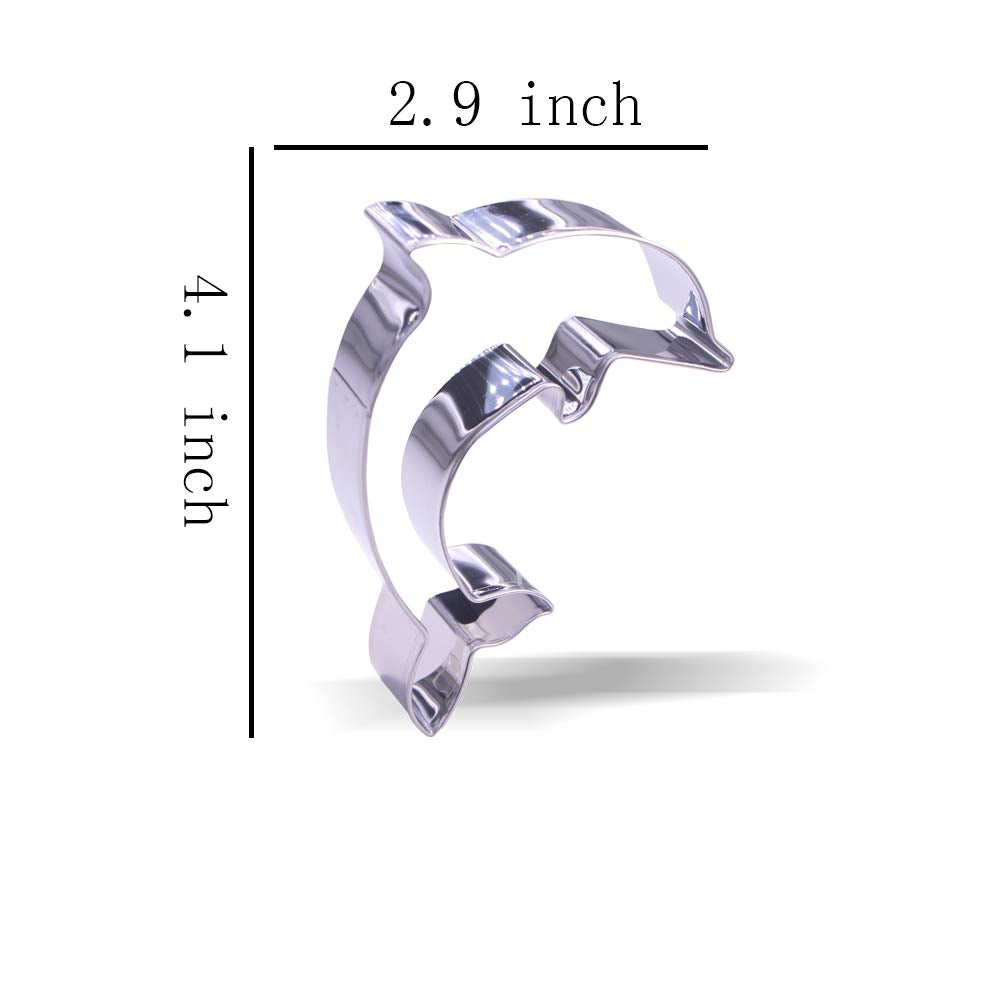 4 Inch Dolphin Cookie Cutter - Stainless Steel