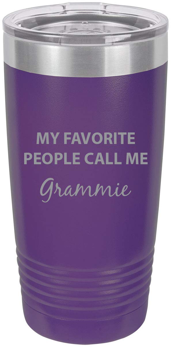 My Favorite People Call Me Grammie Stainless Steel Engraved Insulated Tumbler 20 Oz Travel Coffee Mug, Purple