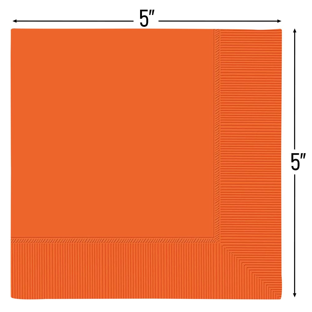 Festive Orange Peel 2-Ply Beverage Napkins - 5 X 5 (Pack Of 40) - Durable, Absorbent & Vibrant - Perfect For Parties, Holida