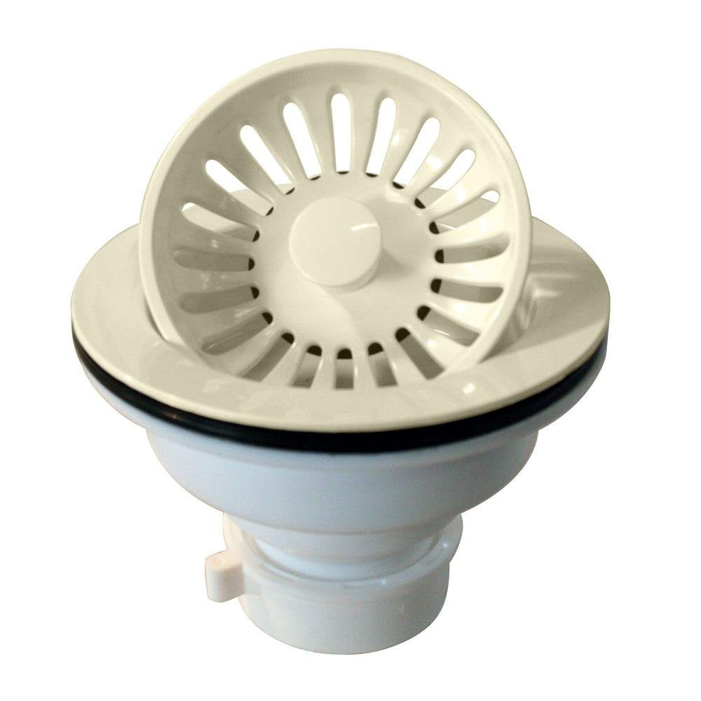 Westbrass D2143P-65 4-3/8'' Push-Pull Style Large Kitchen Sink Basket Strainer, Powder Coat Biscuit