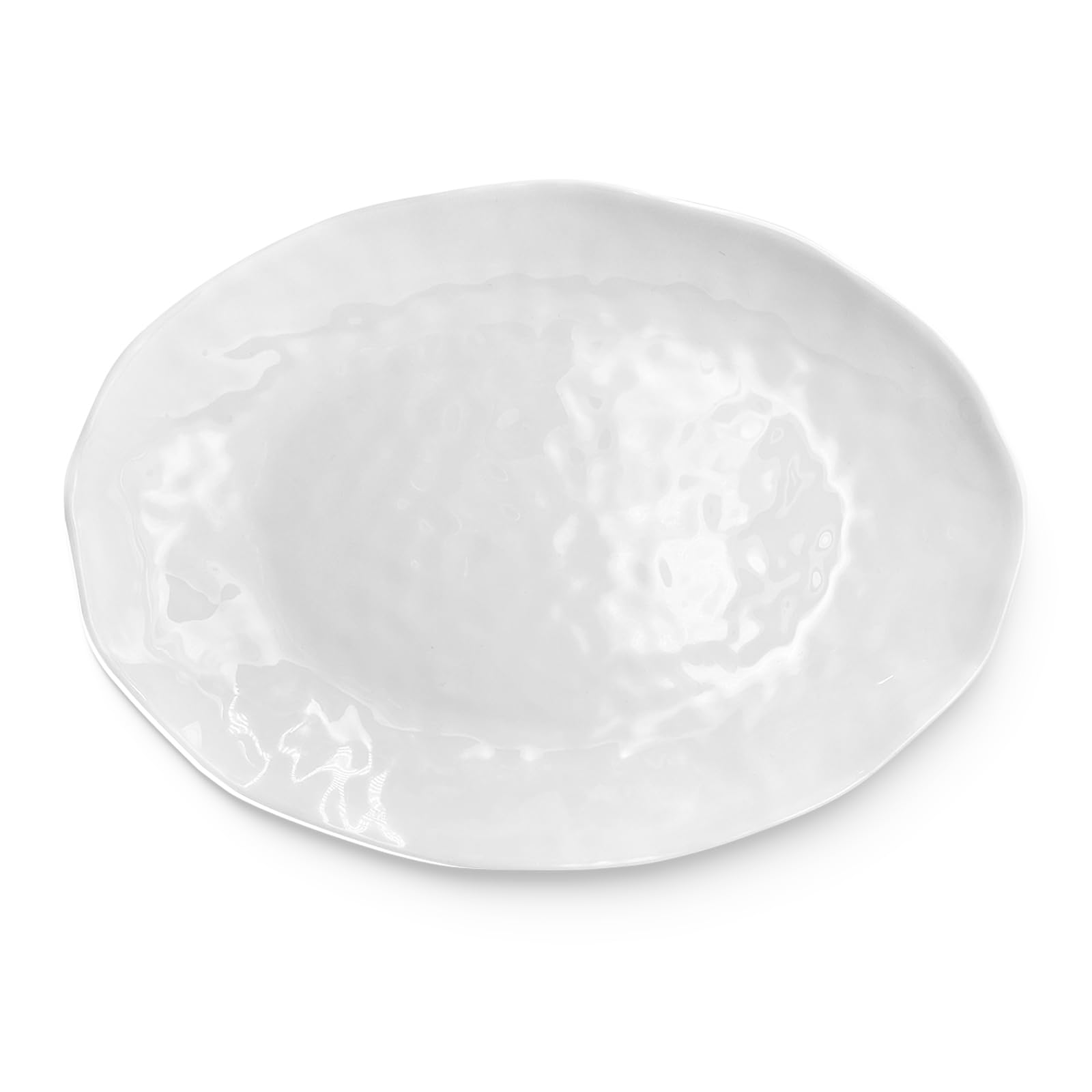 Yalin Oval Large Serving Platter, 16 Inch Melamine Serving Tray, Great For Restaurant, Steak, Salad And Everyday, Set Of 2 White