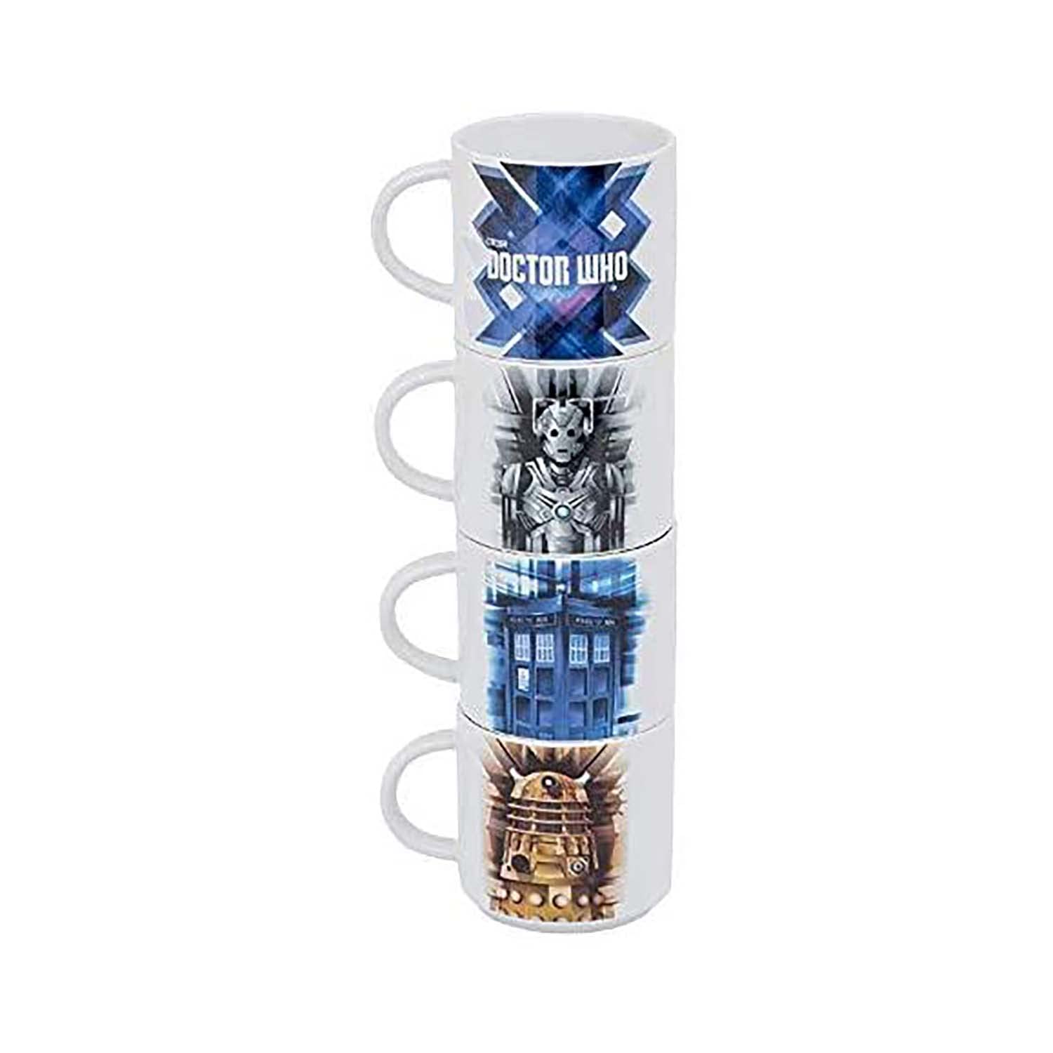 Vandor Doctor Who 4 Piece Stacking Ceramic Mug Set, 10 Ounces Each