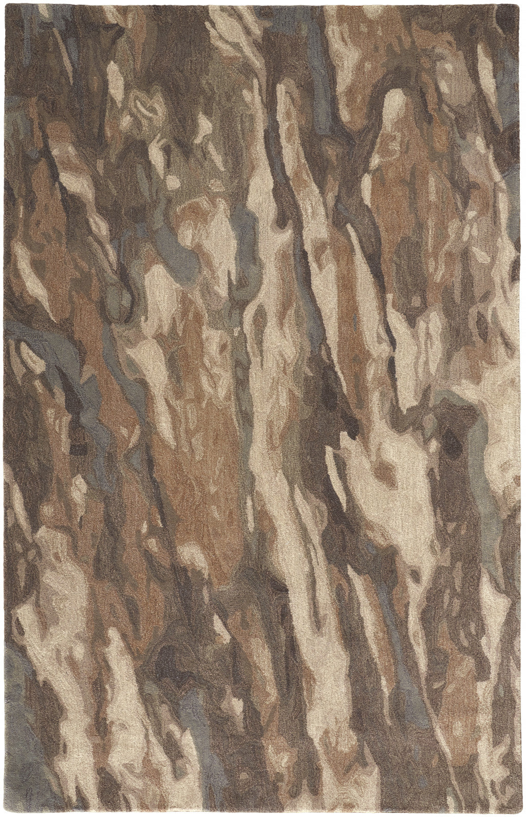 8 X 10 Brown gray And Tan Wool Abstract Tufted Handmade Stain Resistant Area Rug