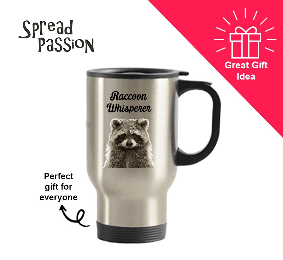 Spreadpassion Raccoon Whisperer Travel Mug - Funny Tea Hot Cocoa Coffee Insulated Tumbler Cup - Novelty Birthday Christmas Gag G