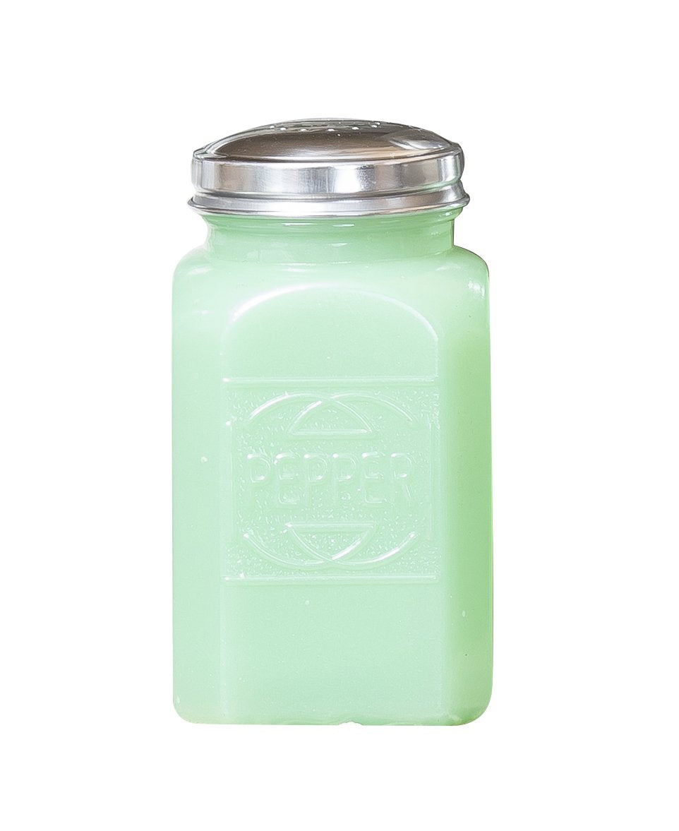 Tablecraft Pepper Shaker with Metal Top, 2.5 x 2.5 x 4.5, Green