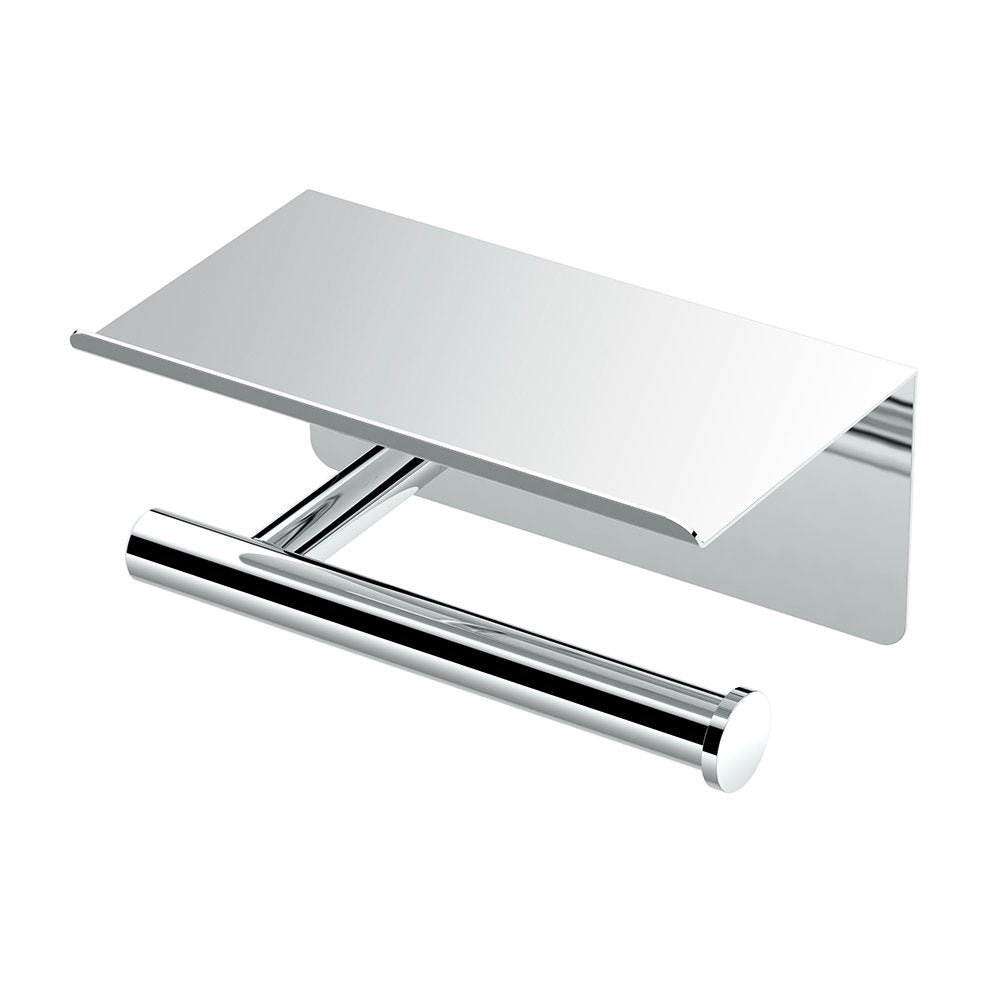 Gatco 1420 Latitude Ii Toilet Paper Holder With Mobile Shelf, Chrome