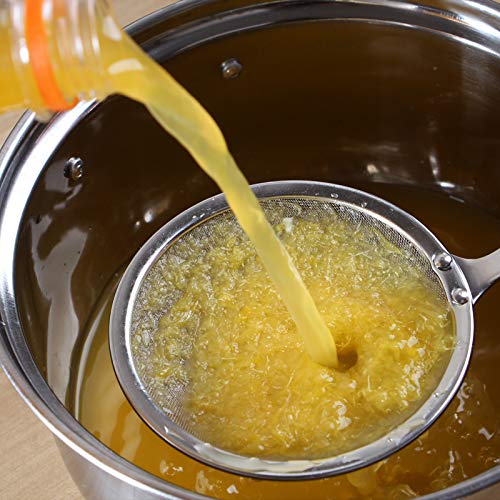 Fat Skimmer Spoon, Stainless Steel Fine Mesh Strainer Hot Pot Foam Grease Oil Skimming (Dia 5.5 Inch)