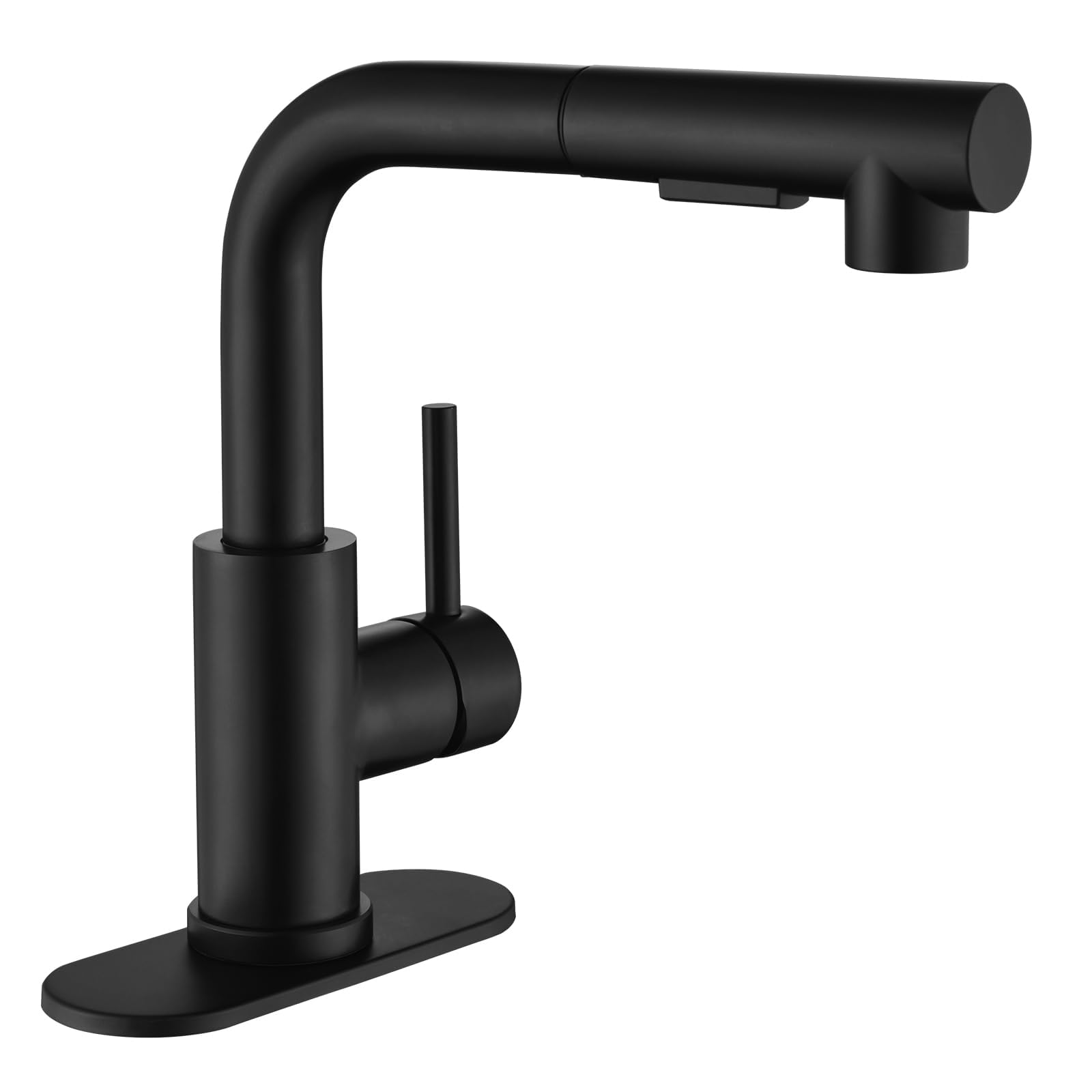 APPASO Black Bar Sink Faucet  Matte Black Kitchen Faucet with Pull-Out Sprayer  Modern Single Handle Bathroom Utility Faucet  Pull Down Spray Small Faucet for RV Camper Outdoor Restroom