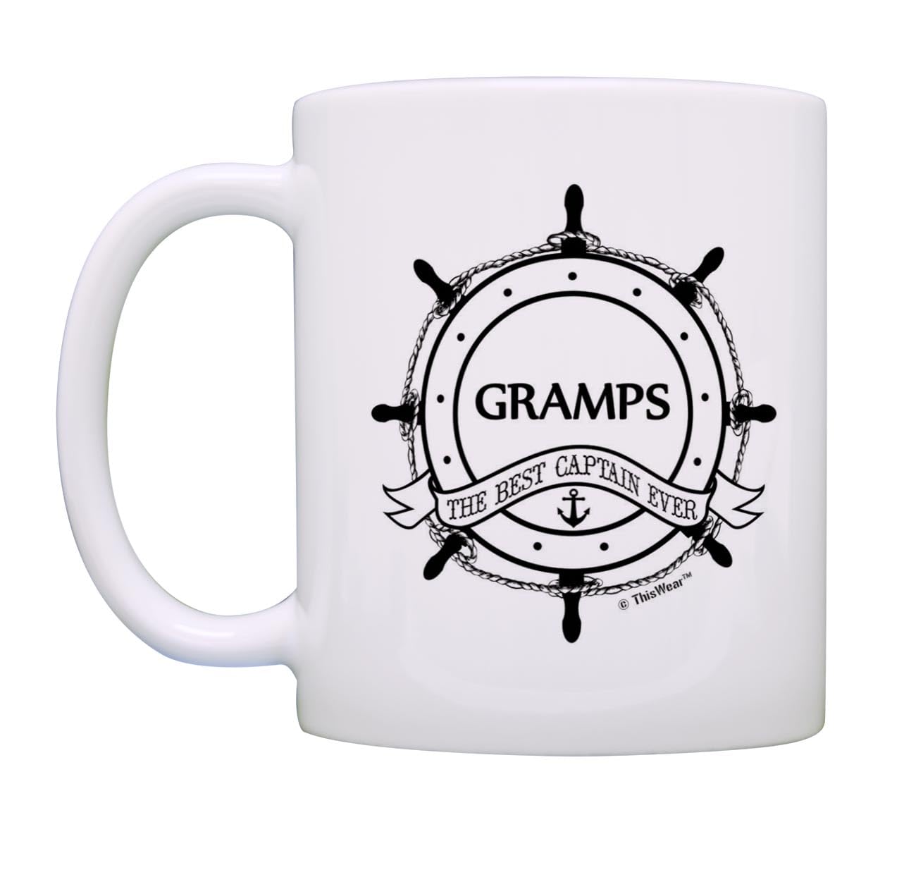 ThisWear Father 's Day Gift for Grandpa Gramps Best Captain Ever Nautical Gift 11oz Ceramic Coffee Mug with Handle
