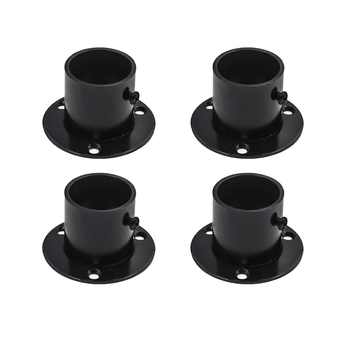 Antrader Stainless Steel Closet Rod Flange Holder Shower Socket Bracket Support, 1-1/4 Inch Dia Matte Black, Pack Of 4
