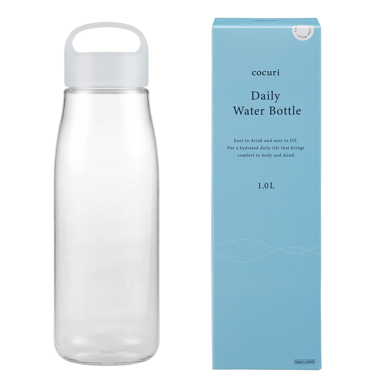 Marna Daily Water Bottle (1L / Gasketless) Smooth Mouth Feel Like Glass (Lightweight/Dishwasher Safe), Calm White K819W
